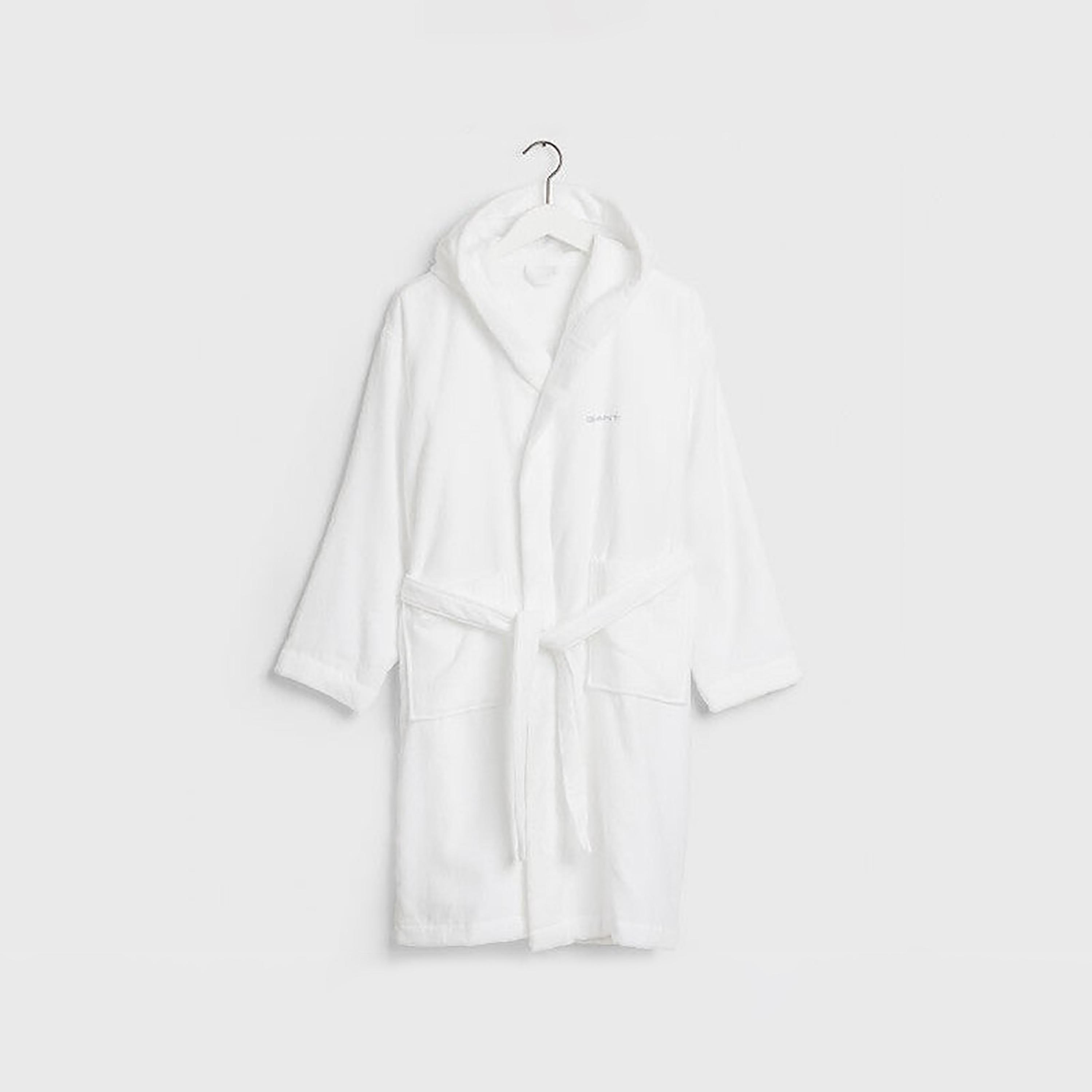 Gant Plain Hooded Neck Bath Robe with Front Tie-Up Belt-women-clothing-nightwear-robes-image-1