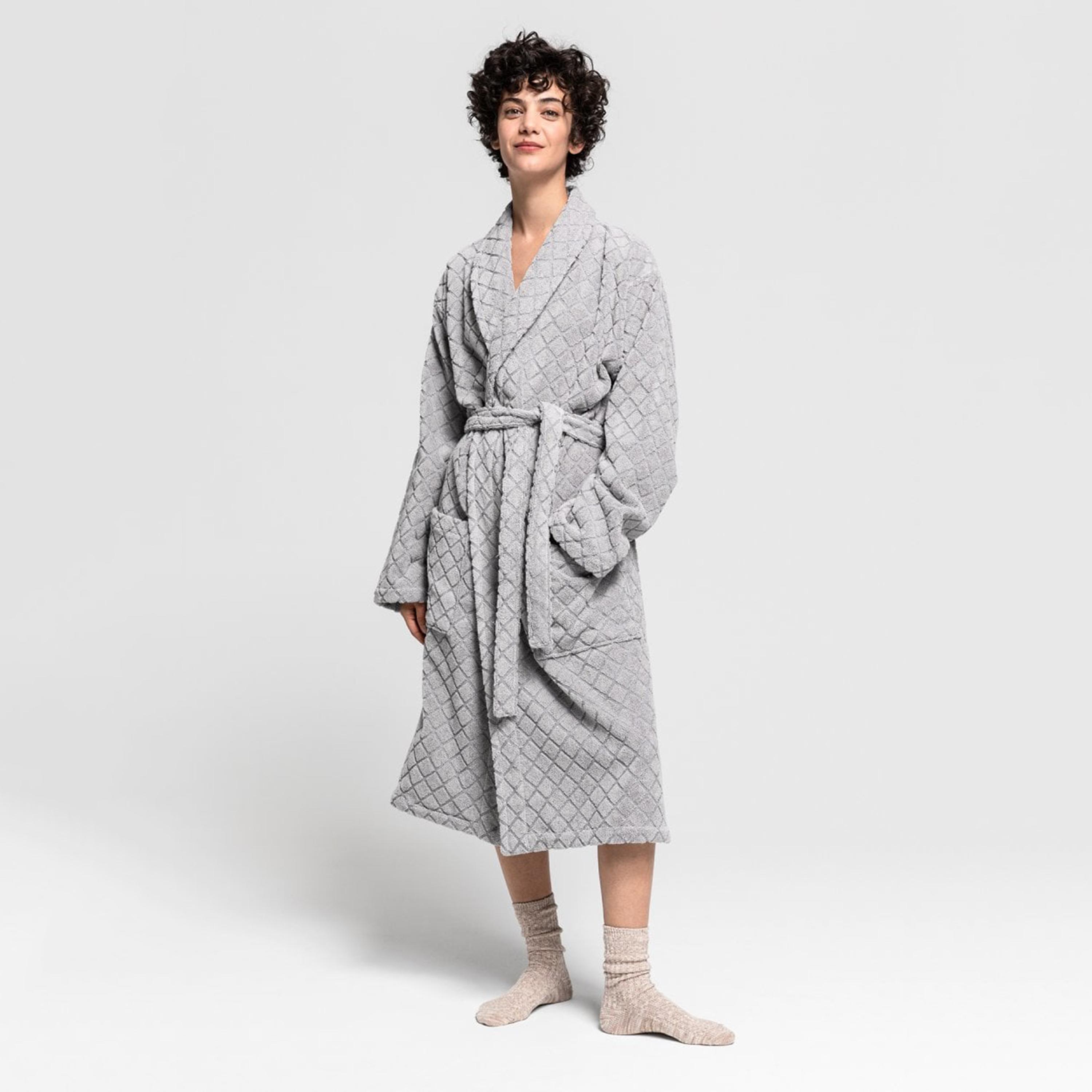 روب حمام من جانت ذو طية صدر السترة مع حزام ربط أمامي-women-clothing-nightwear-robes-image-1