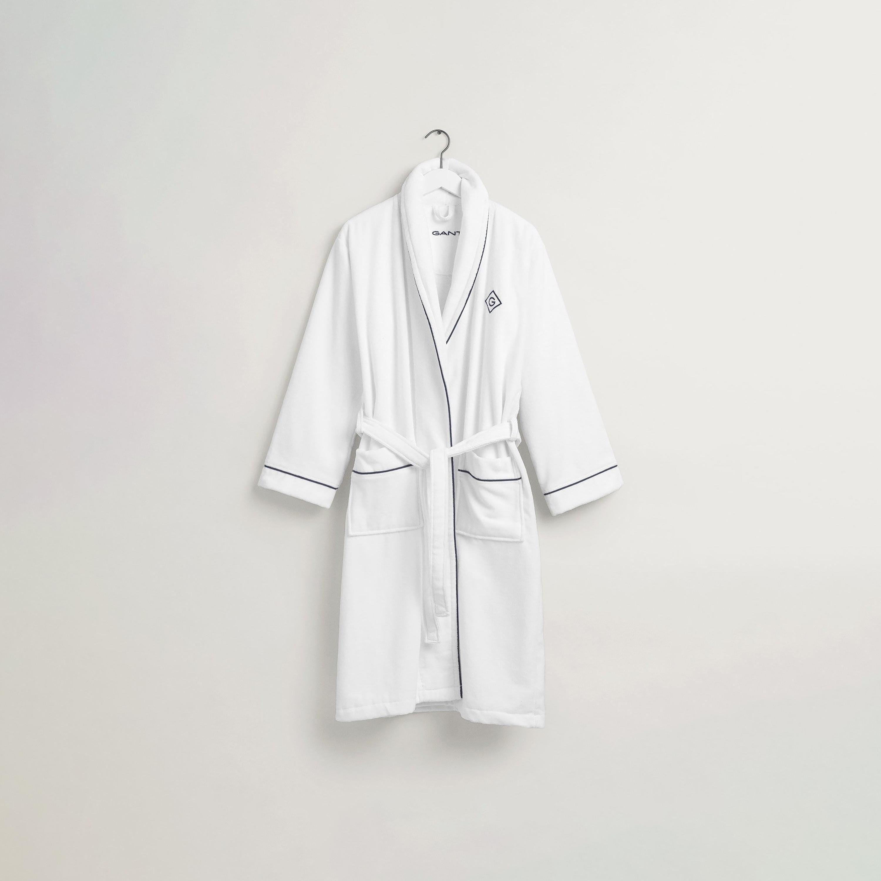 روب حمام طية صدر السترة مطرز بشعار جانت مع حزام ربط أمامي-women-clothing-nightwear-robes-image-3