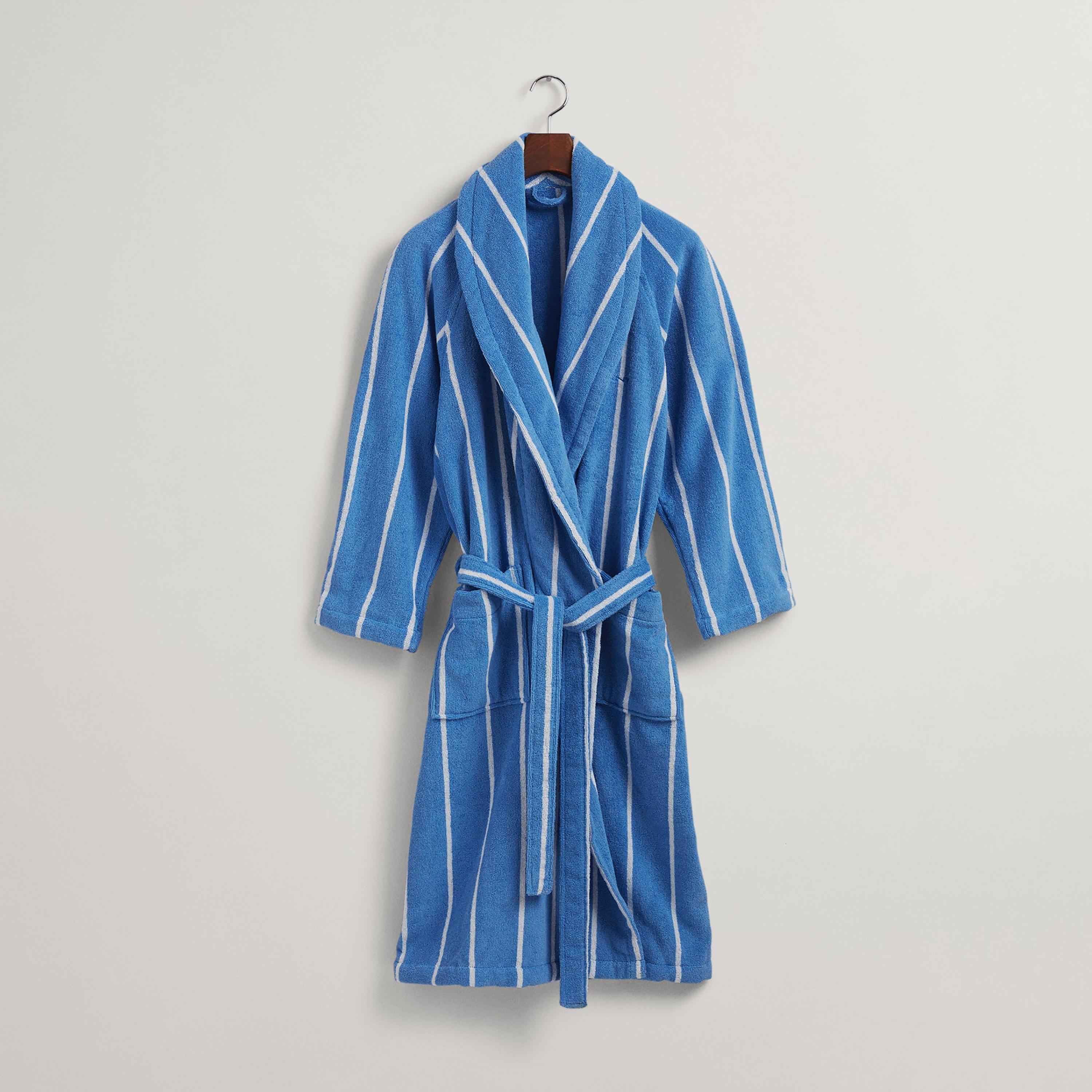 Gant Striped Shawl Lapel Bath Robe with Front Tie-Up Belt-women-clothing-nightwear-robes-image-1