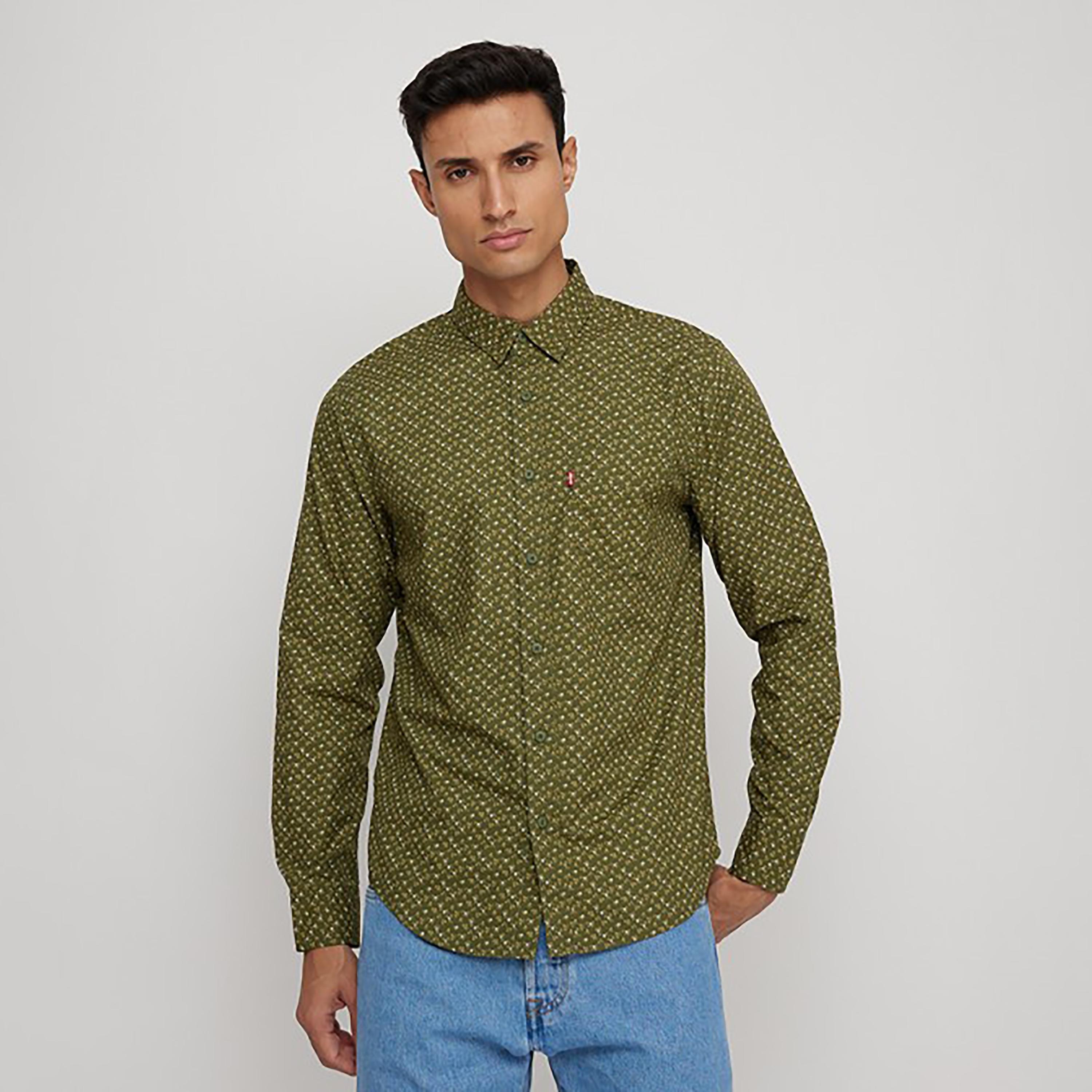 قميص بأكمام طويلة بياقة مطبوعة من ليفايز-men-clothing-shirts-image-1