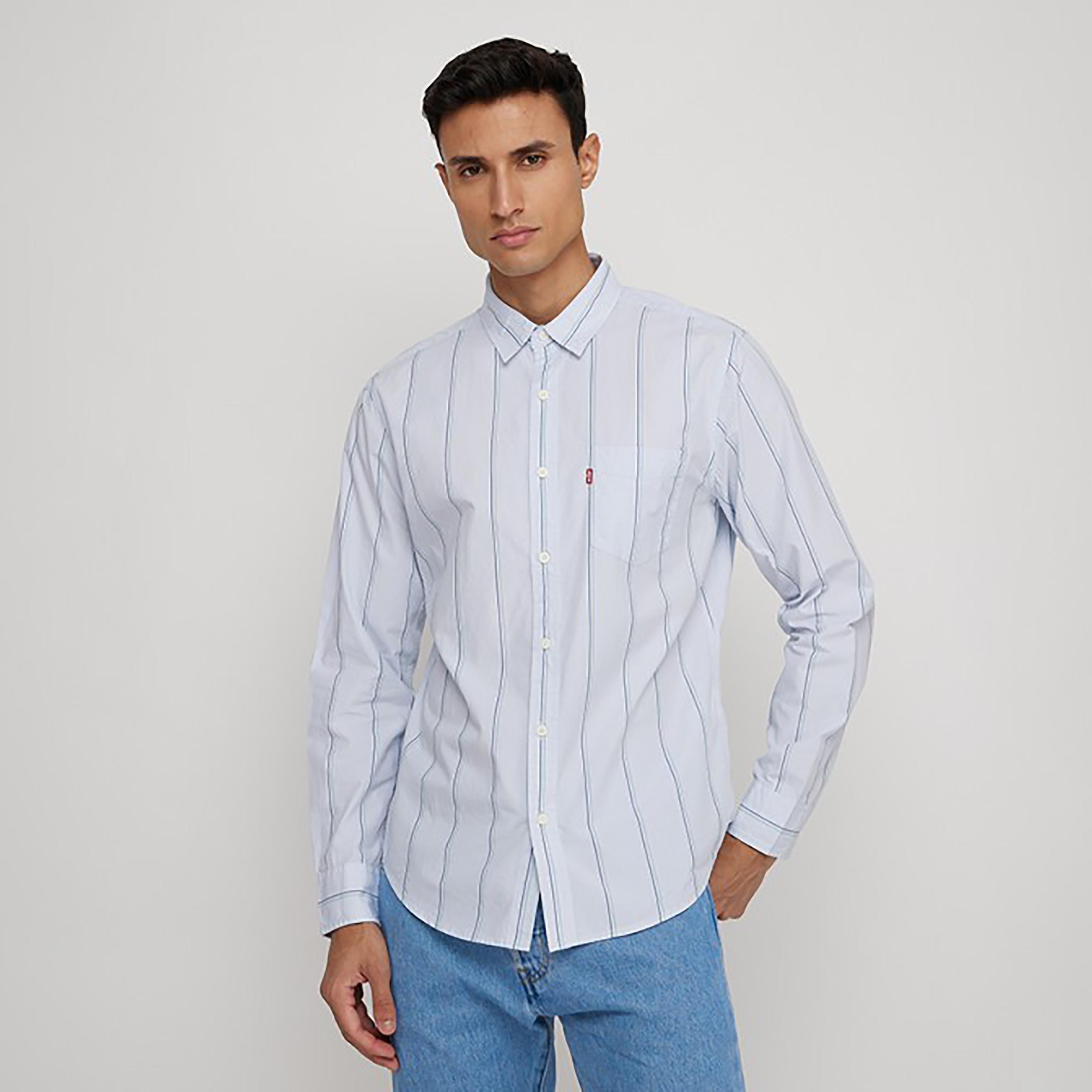 قميص بأكمام طويلة بياقة ذات مخططة من ليفايز-men-clothing-shirts-image-1