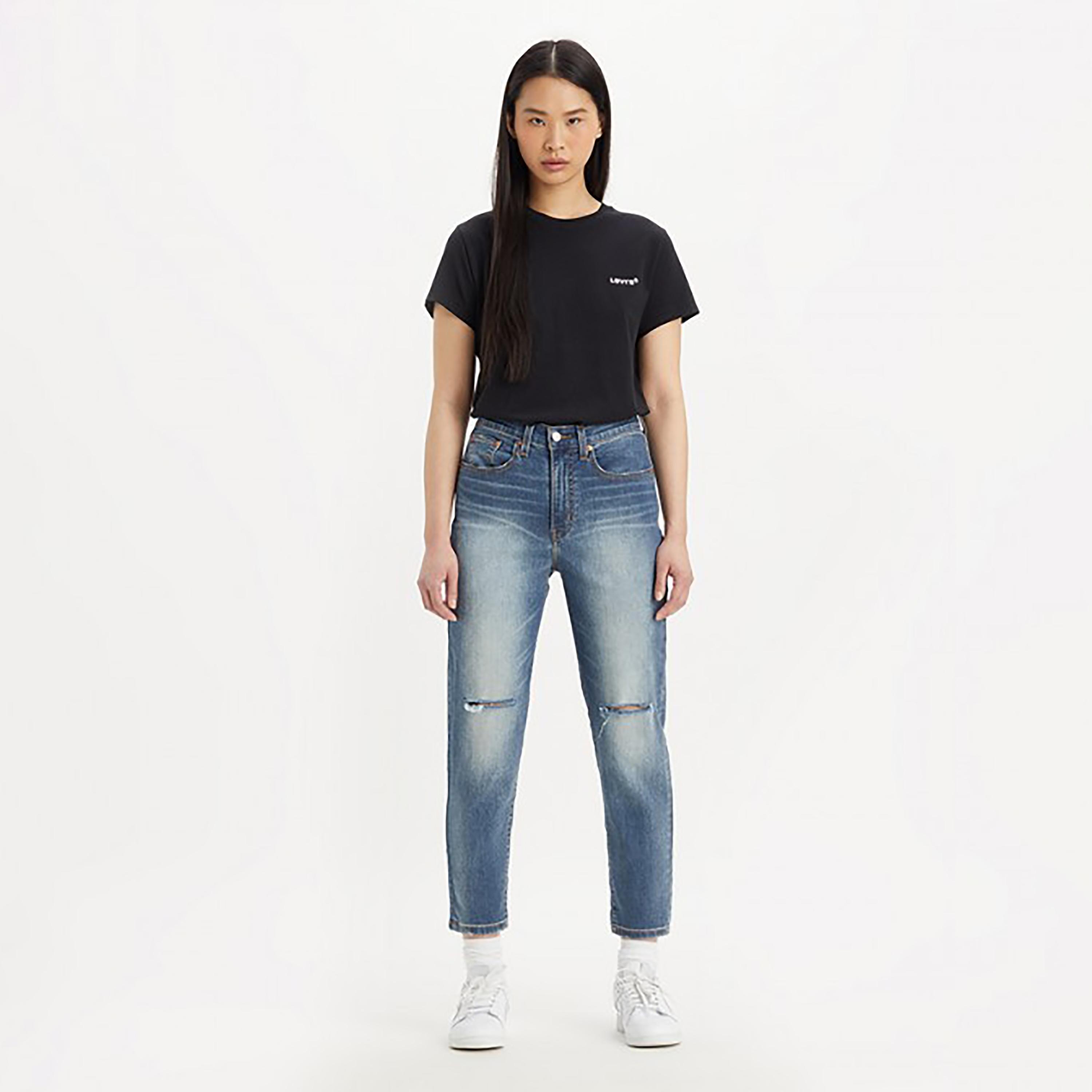 Levi's Blue Boyfriend Fit High-Rise Slash Knee Jeans-women-clothing-bottoms-jeans-image-2