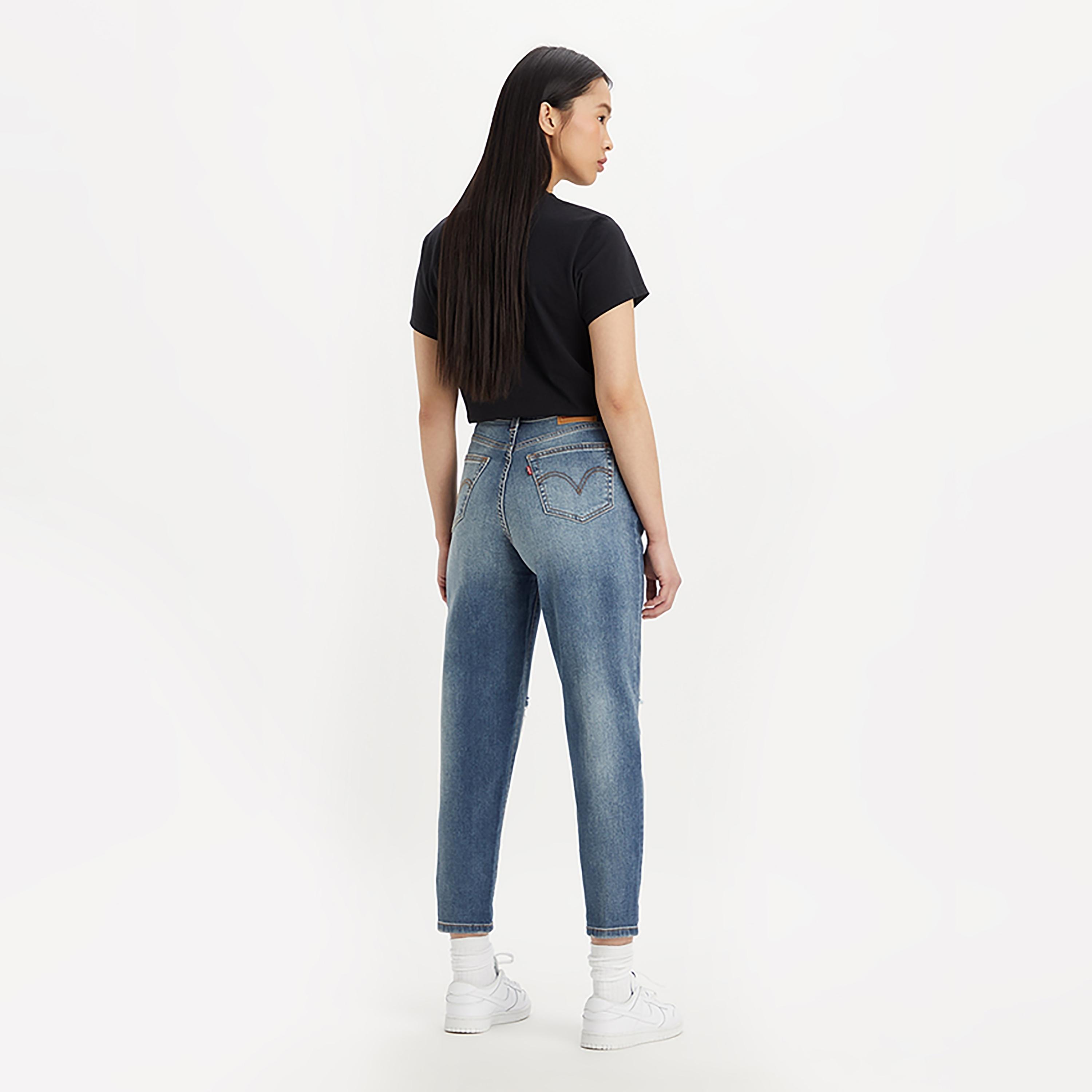 Levi's Blue Boyfriend Fit High-Rise Slash Knee Jeans-women-clothing-bottoms-jeans-image-3