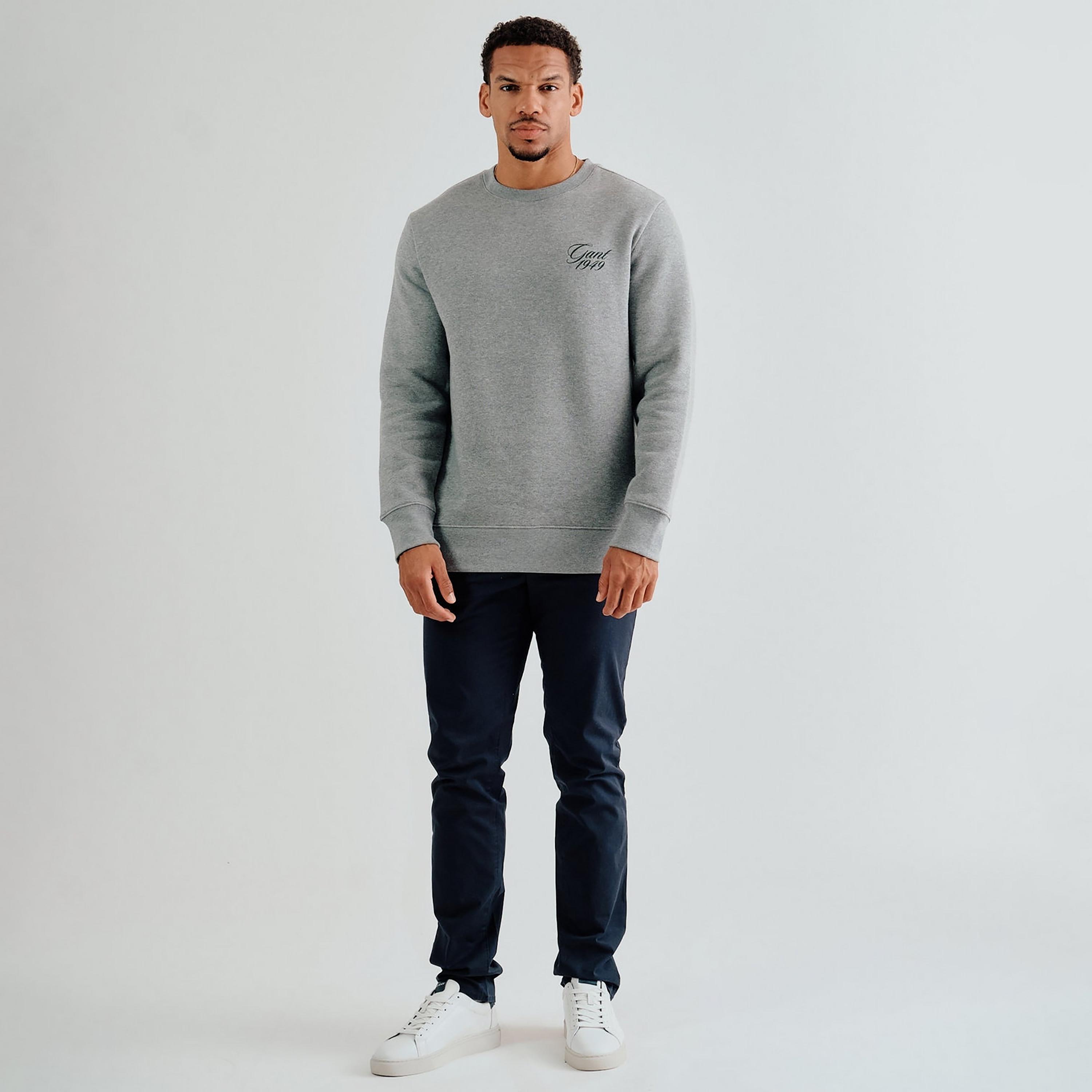 كنزة رجالية سادة بياقة مستديرة وأكمام طويلة من غانت-men-winterwear-hoodiesandsweatshirts-image-2
