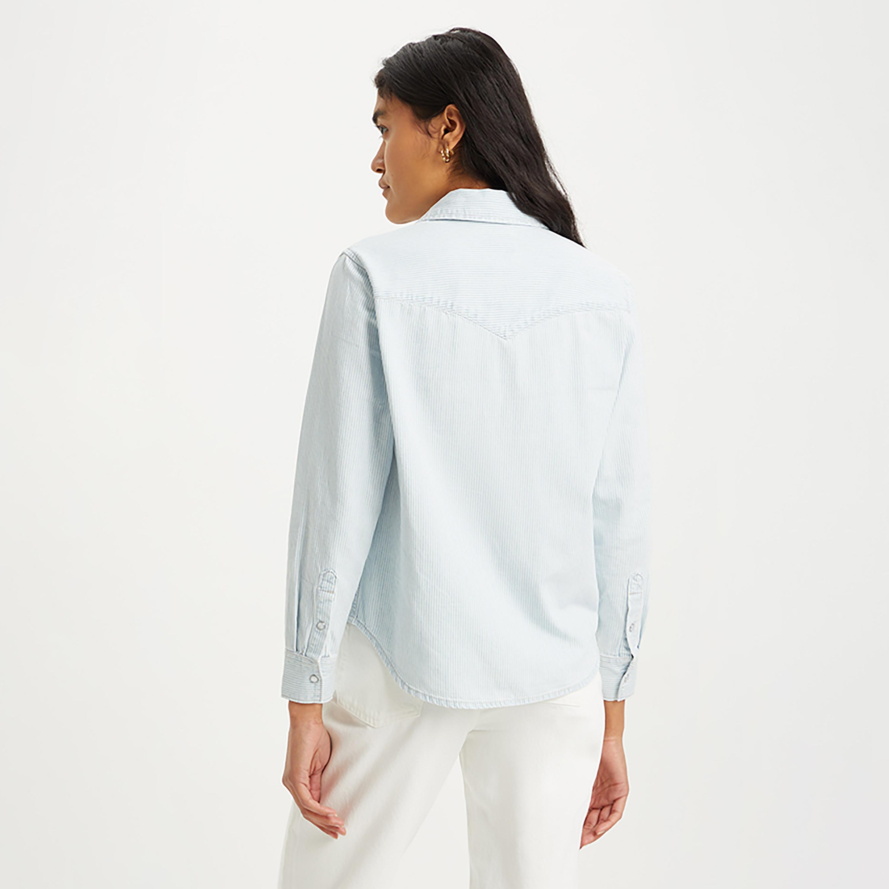 Levi's Plain Collared Long Sleeves Casual Denim Shirt-women-clothing-shirtsandblouses-shirts-image-2