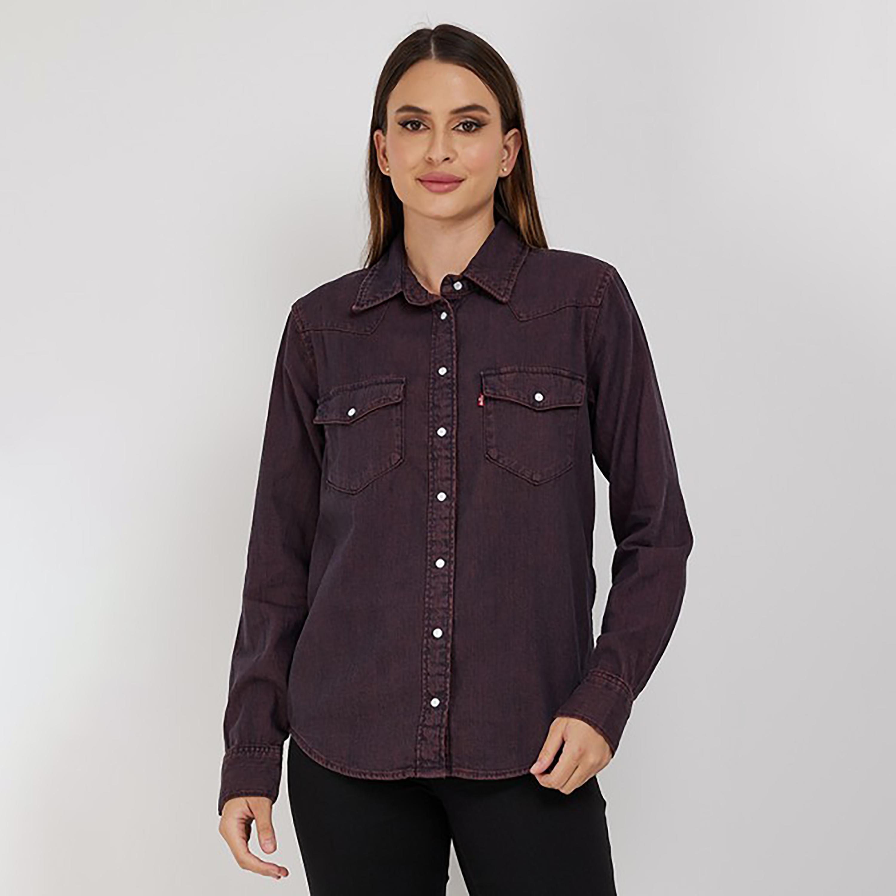 Levi's Plain Collared Long Sleeves Casual Shirt-women-clothing-shirtsandblouses-shirts-image-1