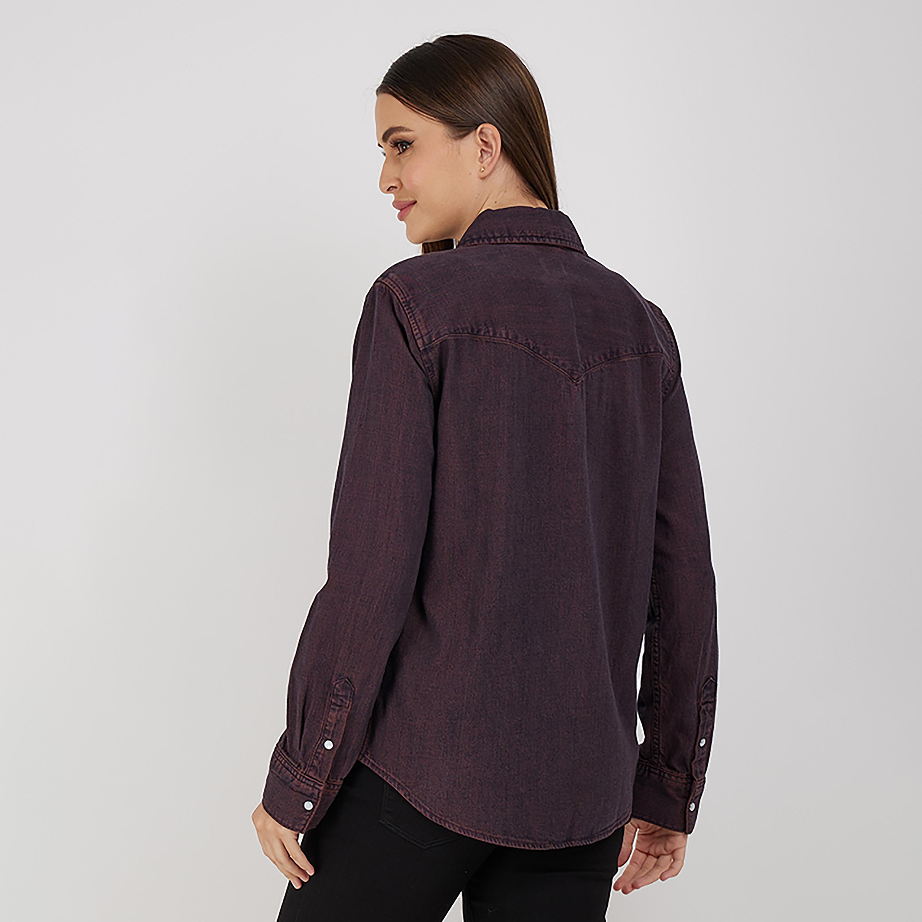 Levi's Plain Collared Long Sleeves Casual Shirt-women-clothing-shirtsandblouses-shirts-image-4