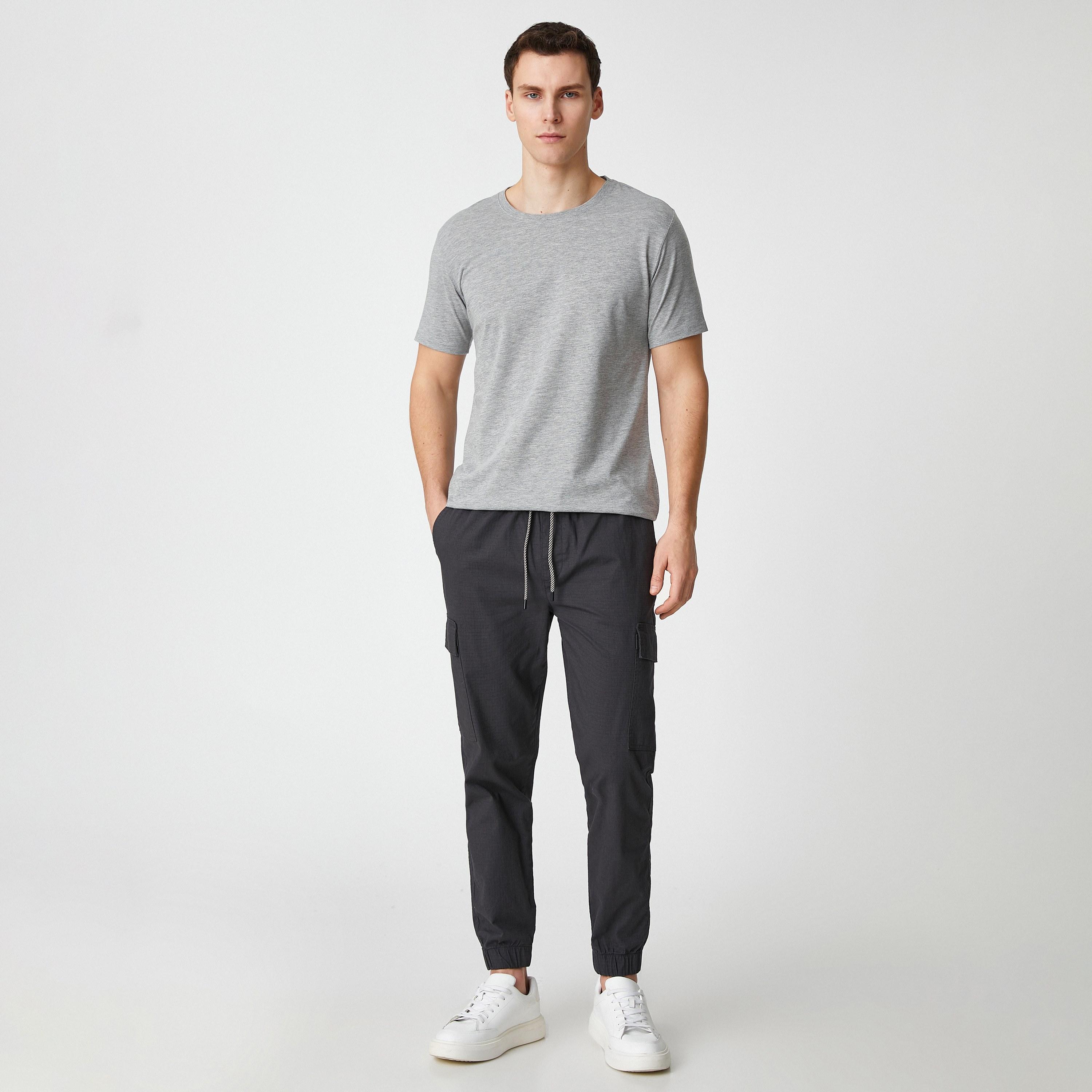 KOTON Heathered Crew Neck Short Sleeves Men's T-Shirt-men-clothing-tshirtsandpolos-tshirts-image-2