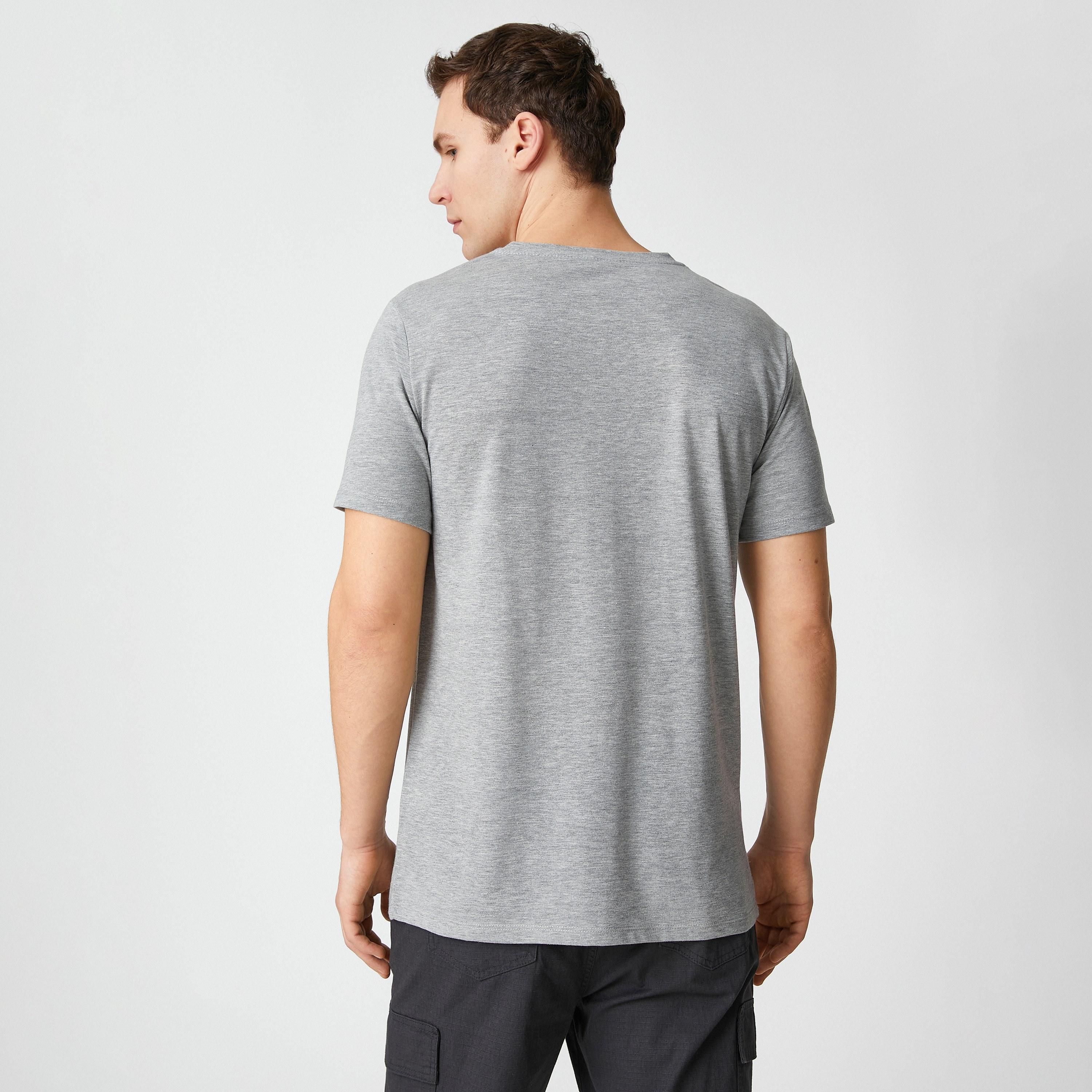 KOTON Heathered Crew Neck Short Sleeves Men's T-Shirt-men-clothing-tshirtsandpolos-tshirts-image-4