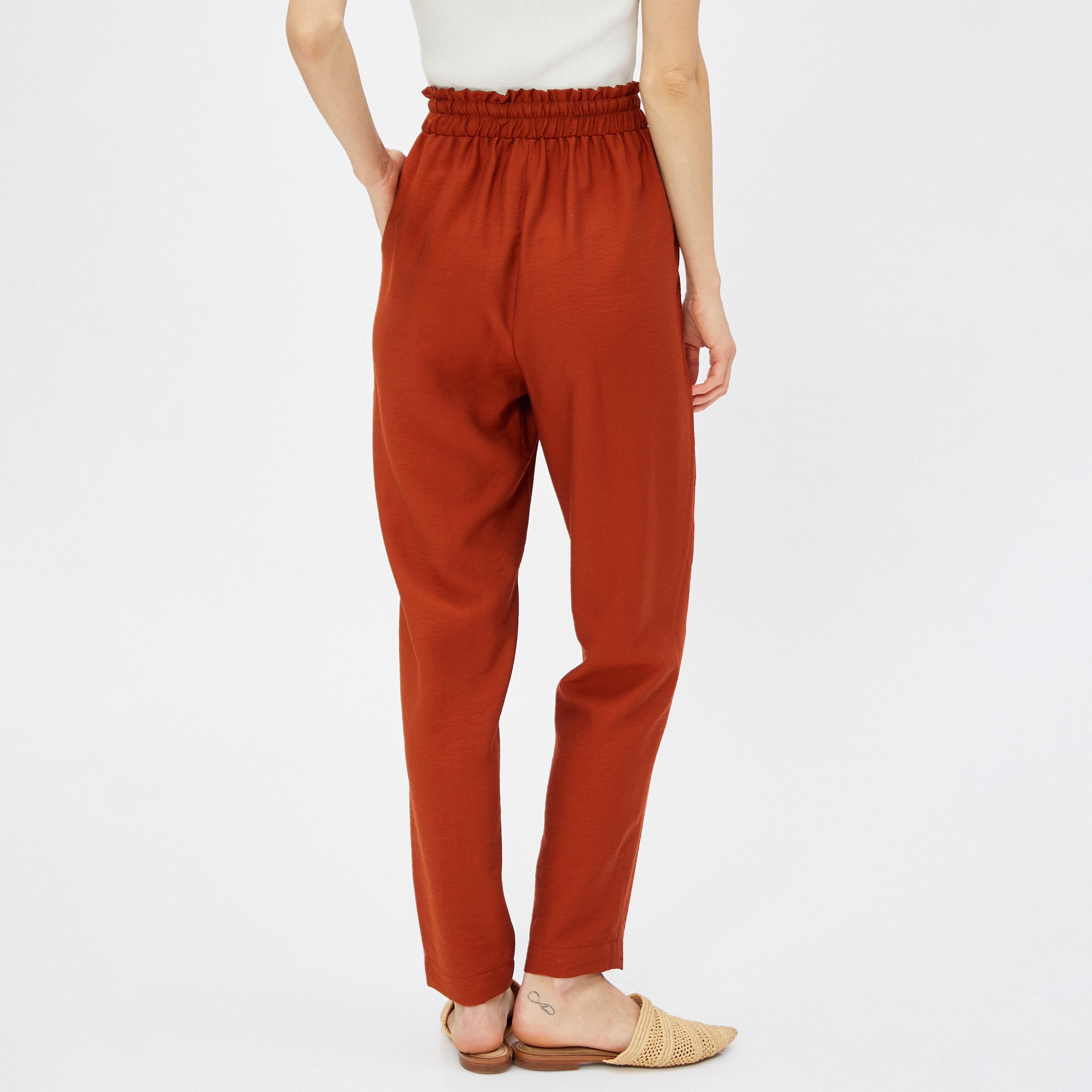 KOTON Red Drawstring Waist Carrot Women's Trousers-women-clothing-bottoms-trousers-image-4