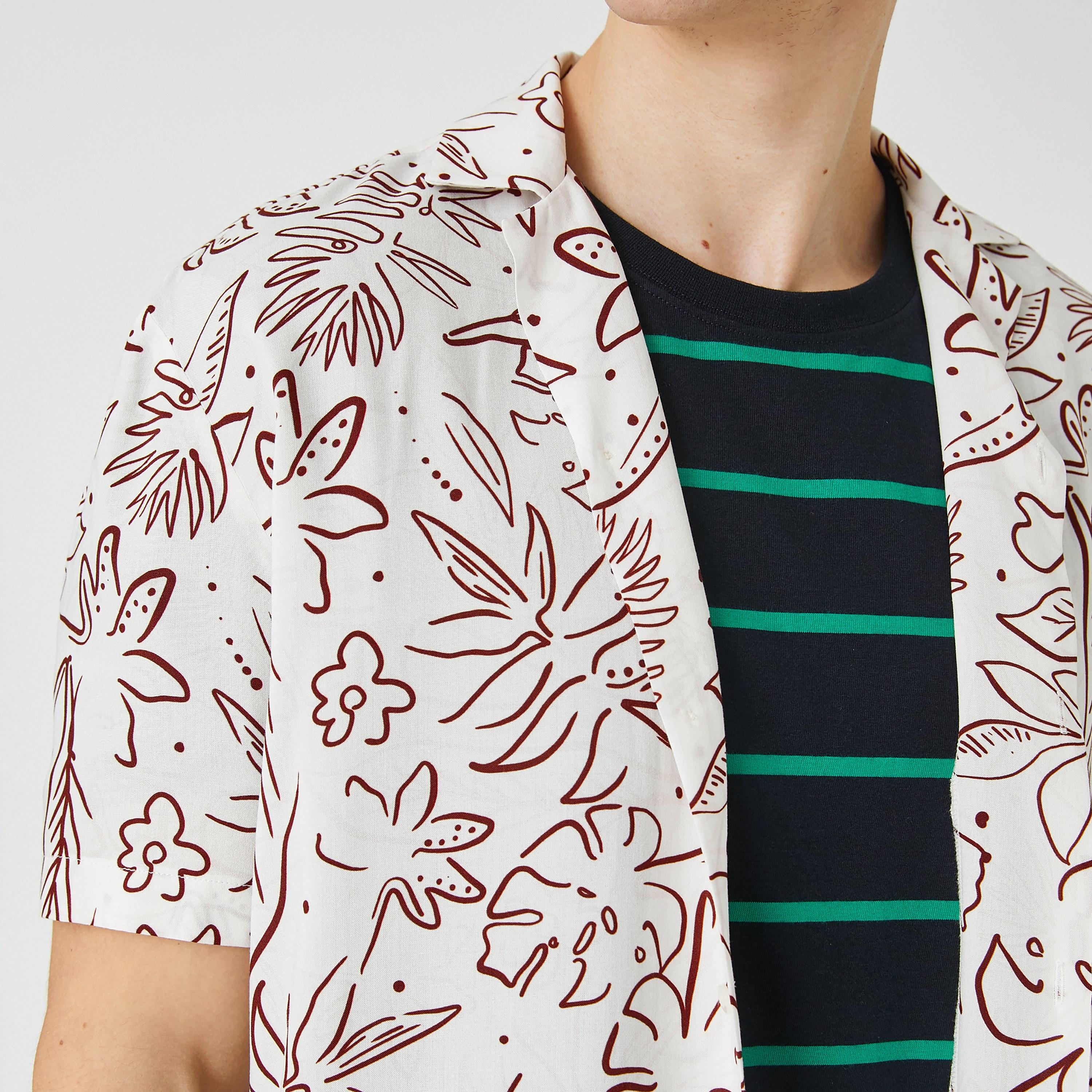 قميص رجالي بطبعة زهور بقصة عادية بياقة ريزورت وأكمام قصيرة من كوتون-men-clothing-shirts-image-5