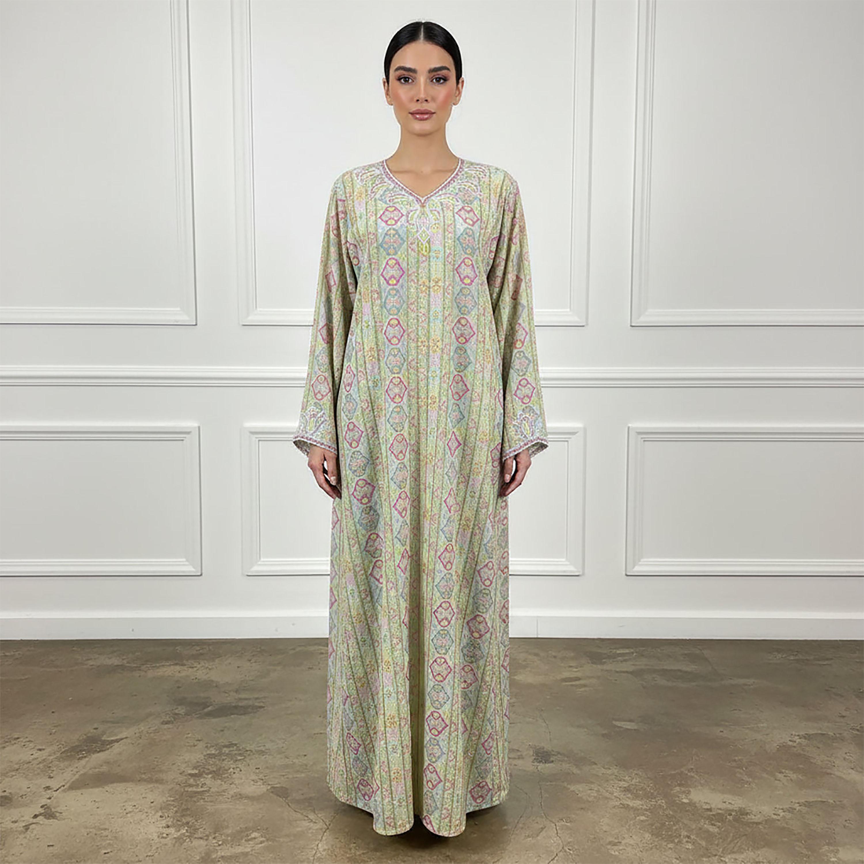 Nukhbaa Multicolour All-Over Embroidered Women's Abaya-women-arabicclothing-abayas-image-1