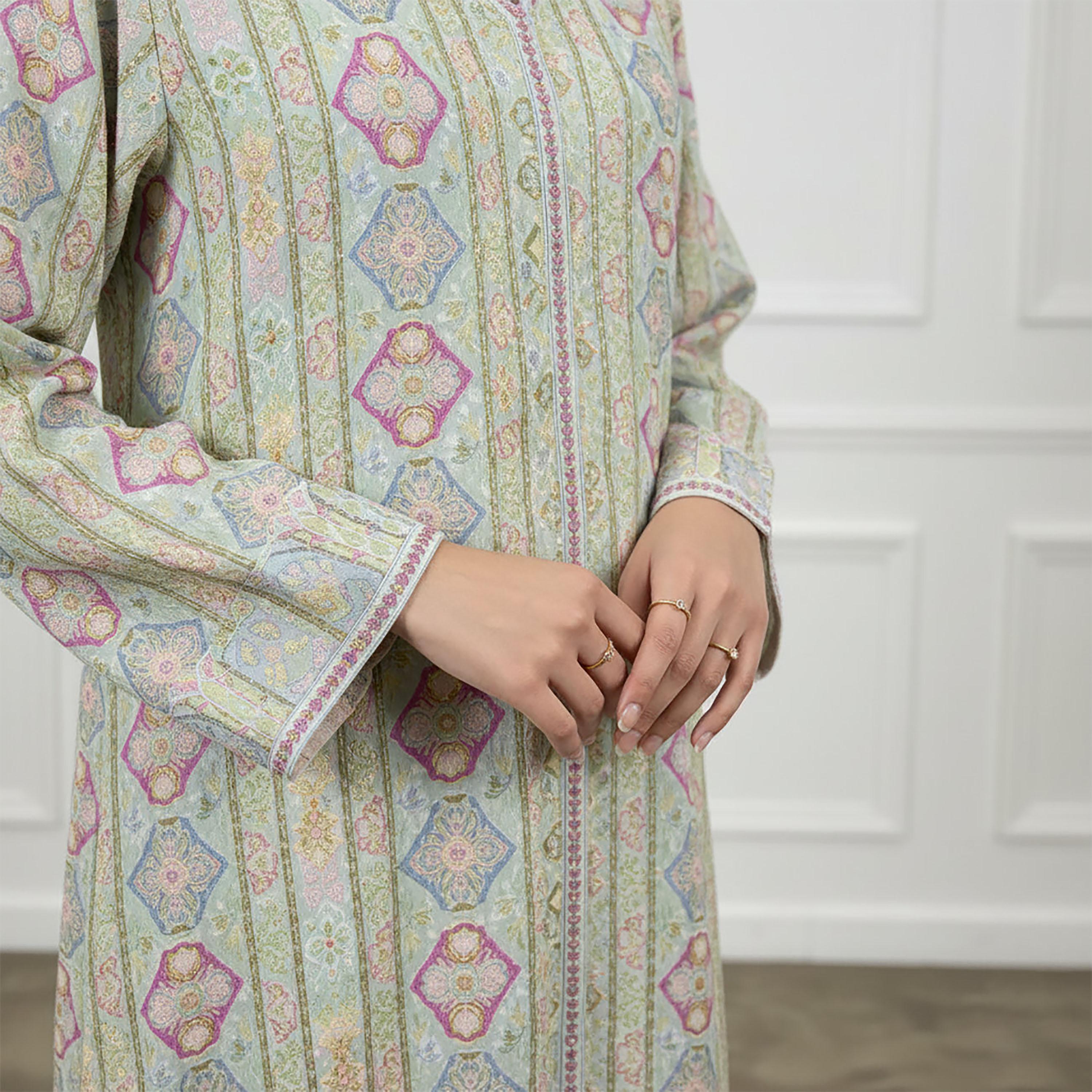 Nukhbaa Multicolour All-Over Embroidered Women's Abaya-women-arabicclothing-abayas-image-2