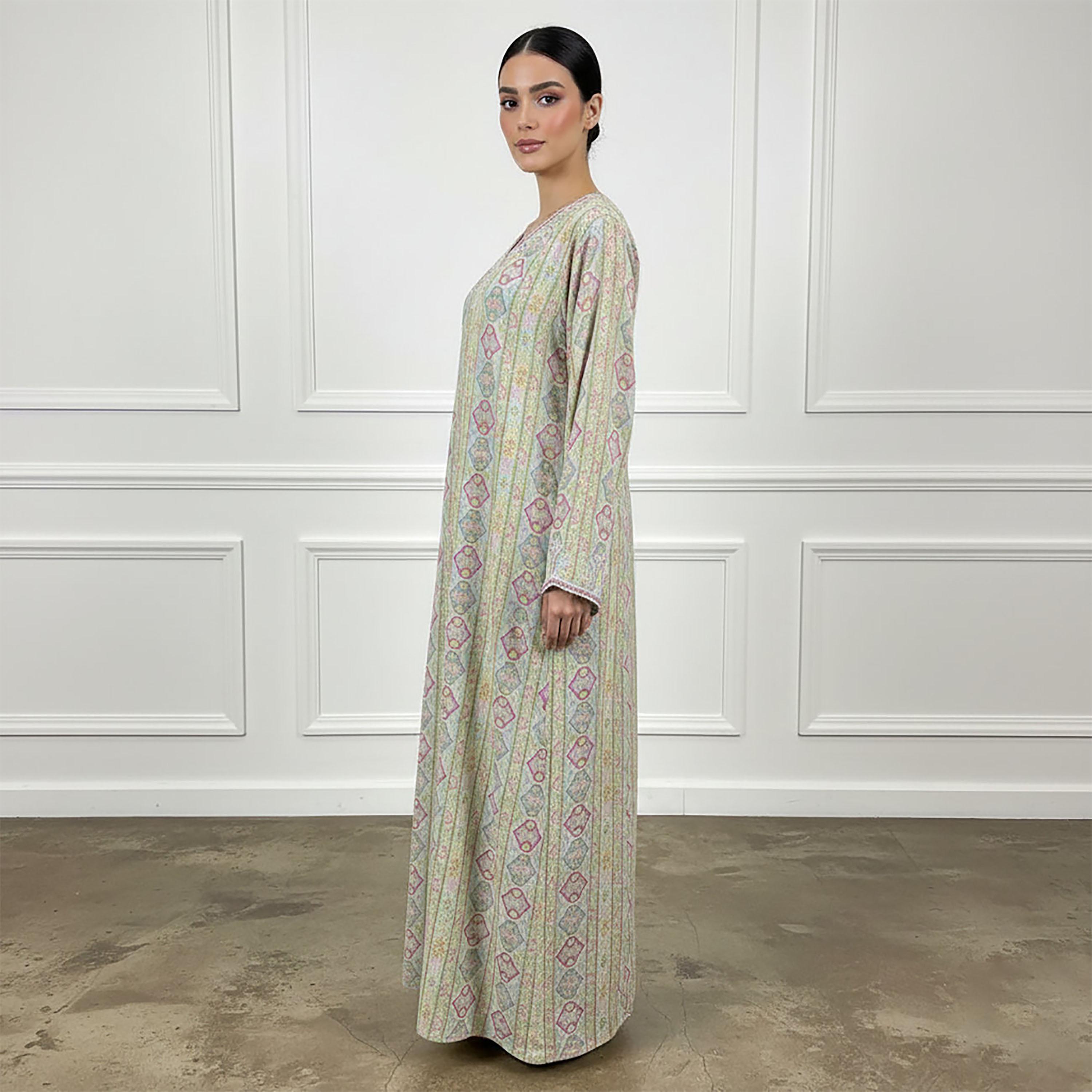 Nukhbaa Multicolour All-Over Embroidered Women's Abaya-women-arabicclothing-abayas-image-3