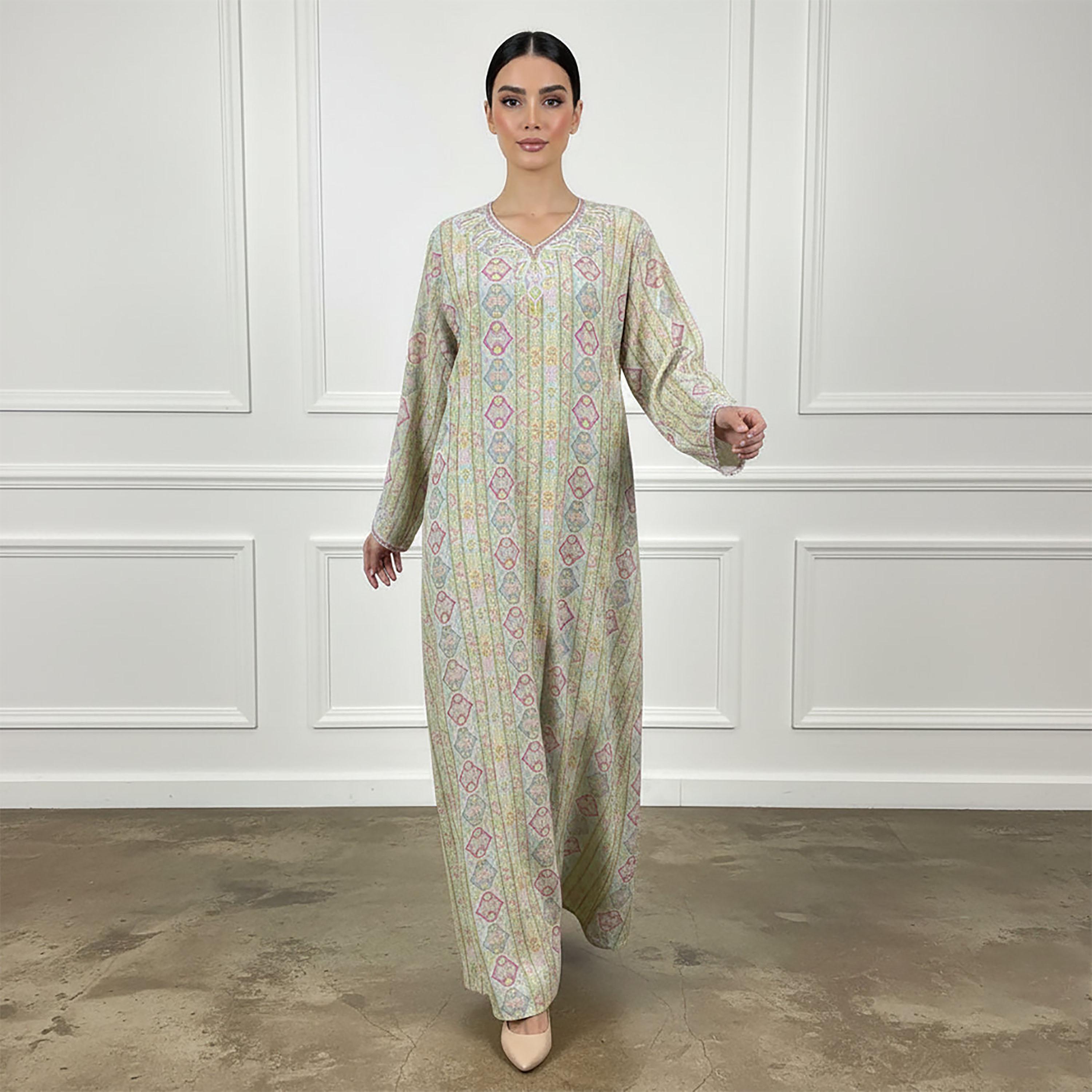 Nukhbaa Multicolour All-Over Embroidered Women's Abaya-women-arabicclothing-abayas-image-4