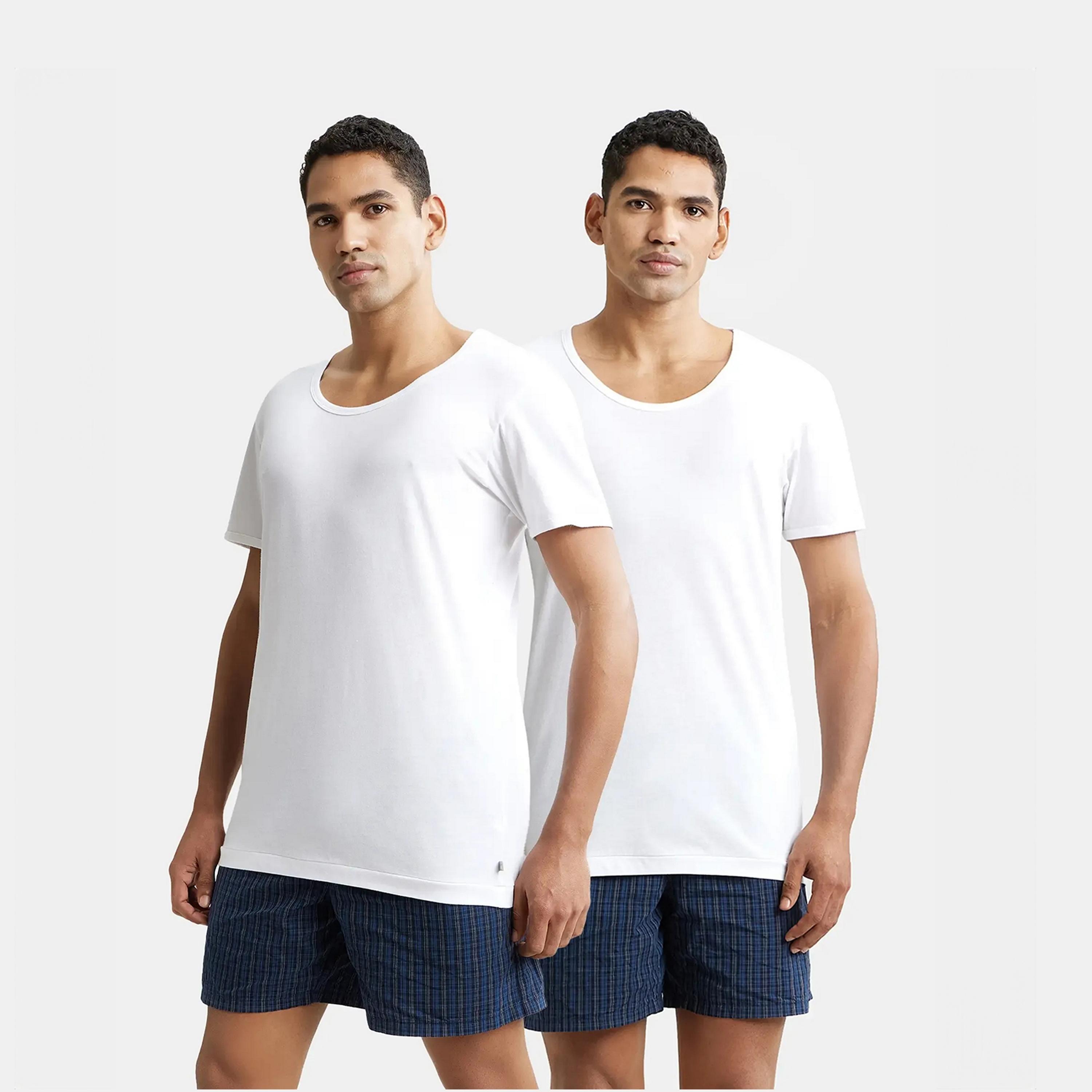 مجموعة متنوعة من قطعتين من تيشيرت داخلي سادة برقبة دائرية وأكمام قصيرة من جوكي-men-clothing-innerwear-vests-image-2