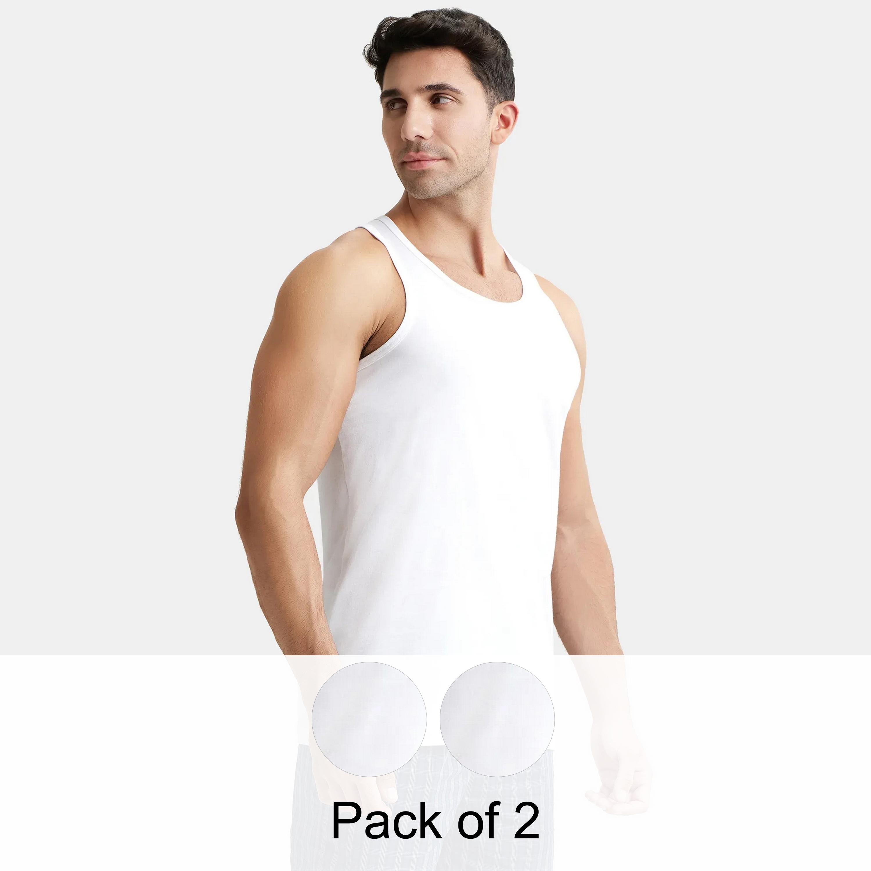 Jockey Pack of 2 Plain Scoop Neck Men's Vest-men-clothing-innerwear-vests-image-1