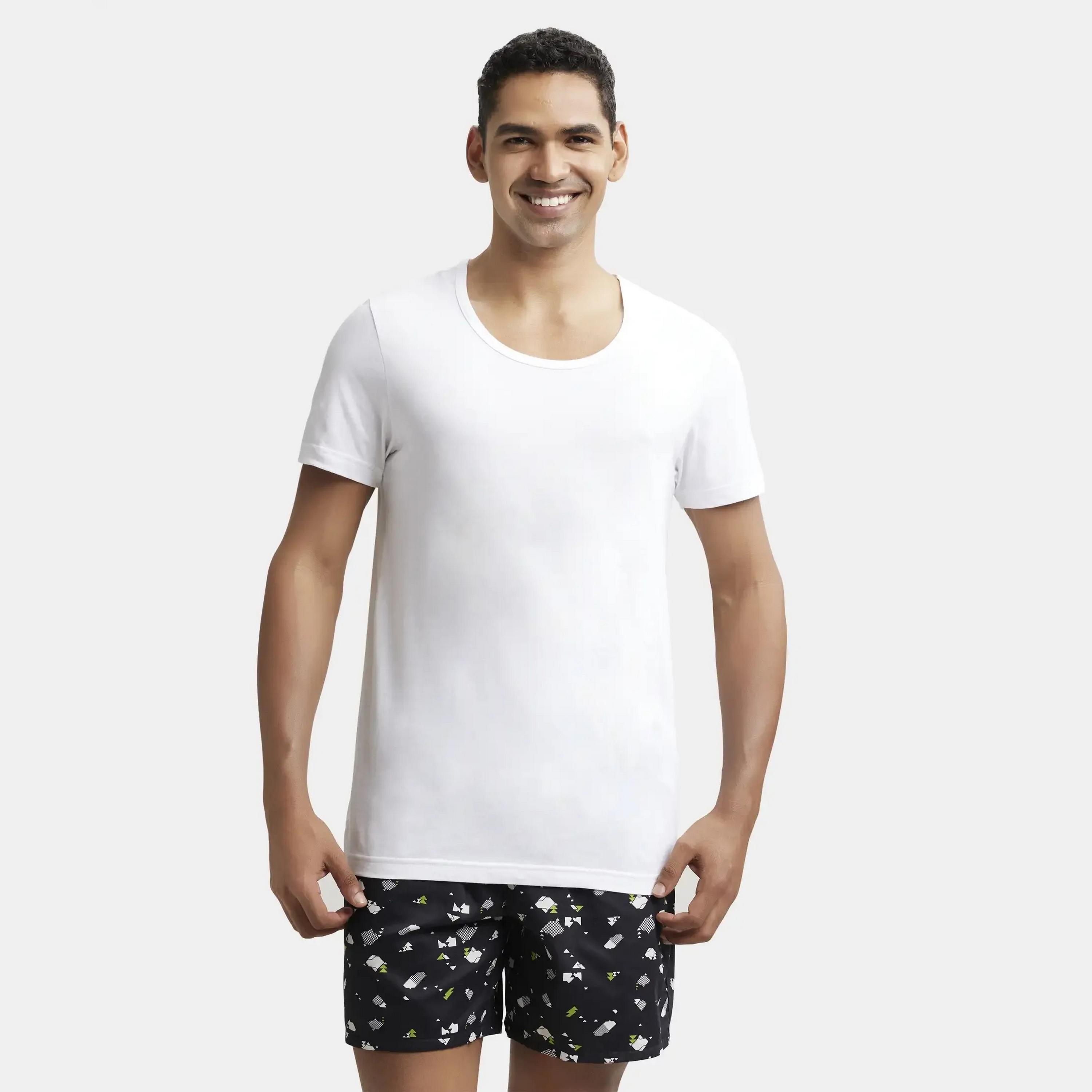 تيشيرت داخلي سادة برقبة دائرية وأكمام قصيرة من جوكي-men-clothing-innerwear-vests-image-1