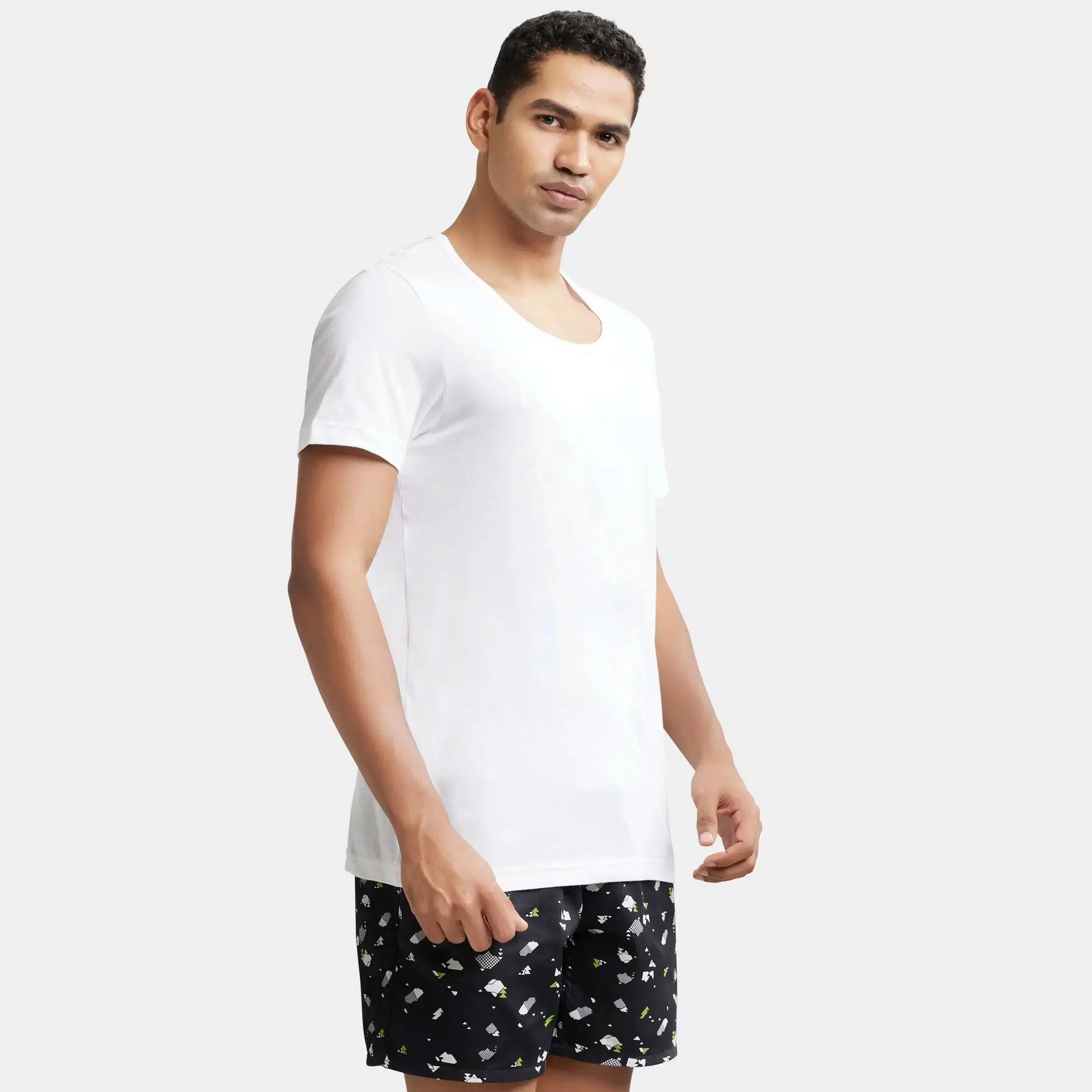 تيشيرت داخلي سادة برقبة دائرية وأكمام قصيرة من جوكي-men-clothing-innerwear-vests-image-3