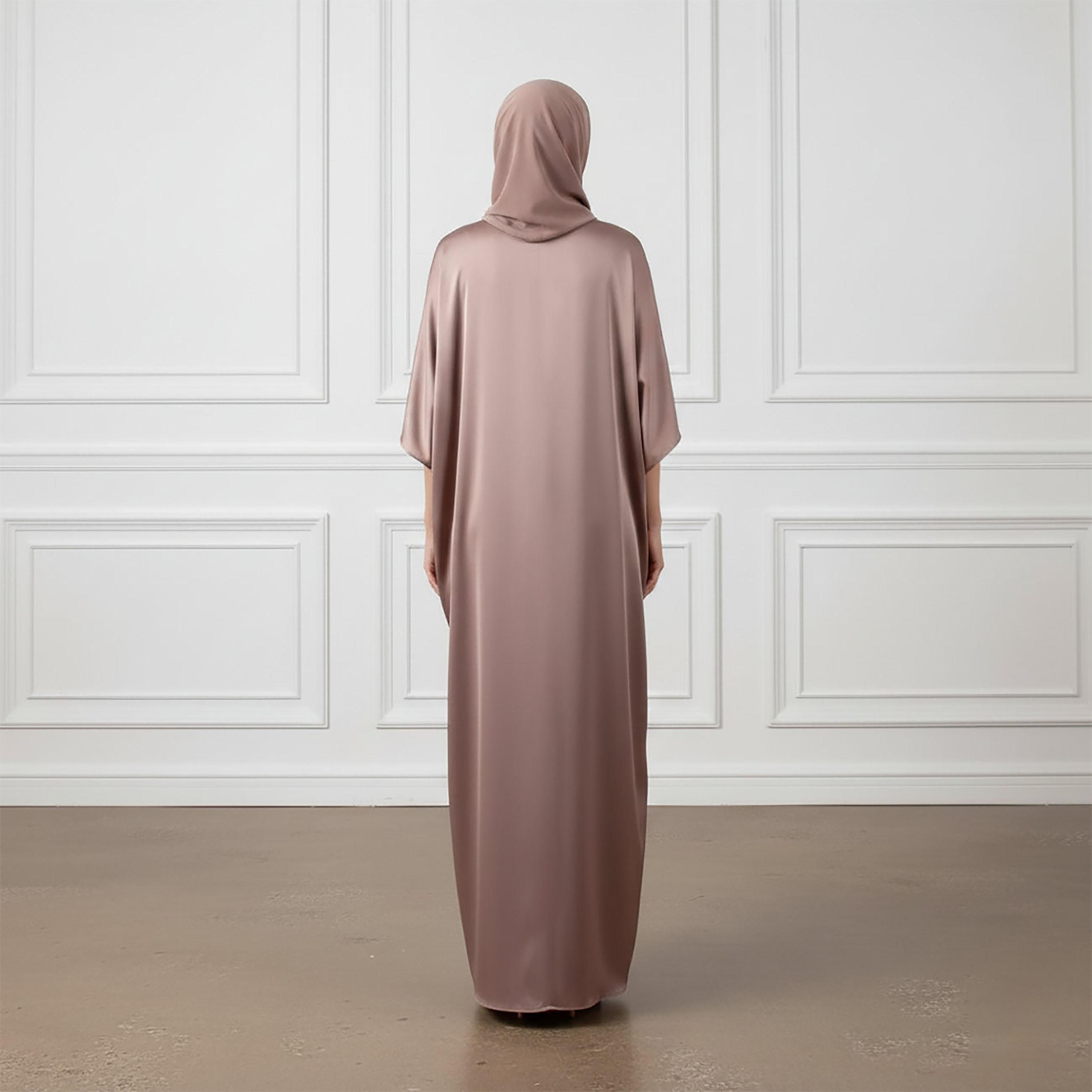 عباءة نسائية روتانا شيمر بلون بني مع حجاب من نخبة-women-arabicclothing-abayas-image-4