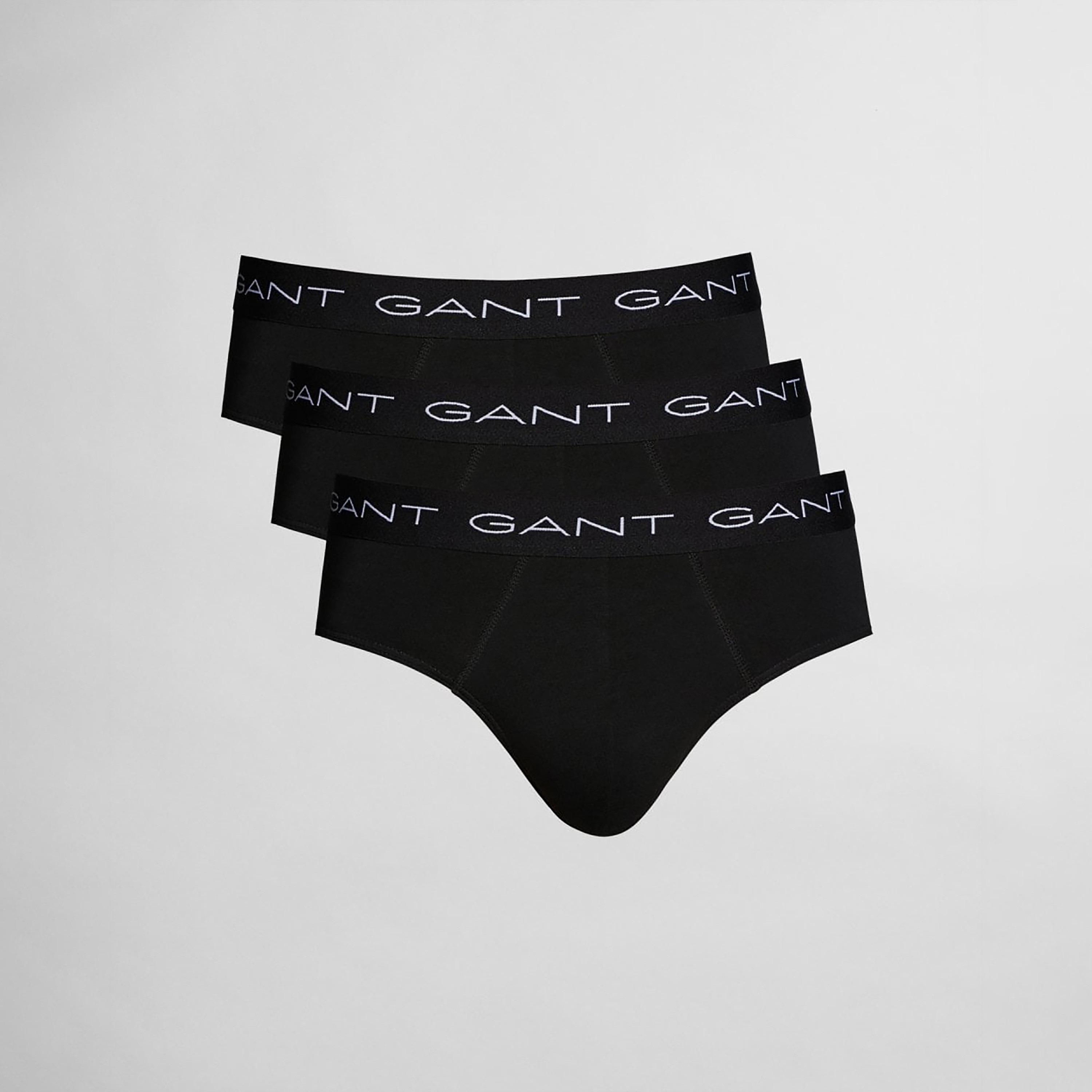 مجموعة من 3 سراويل داخلية (بريف) سادة مع حزام خصر مطبوع عليه الماركة من جانت-men-clothing-innerwear-underwear-image-1