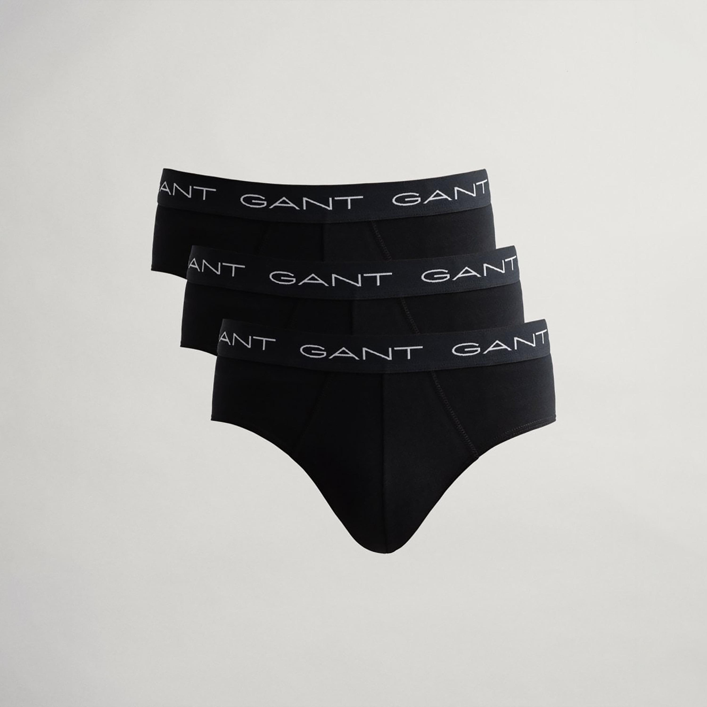 مجموعة من 3 سراويل داخلية (بريف) سادة مع حزام خصر مطبوع عليه الماركة من جانت-men-clothing-innerwear-underwear-image-2