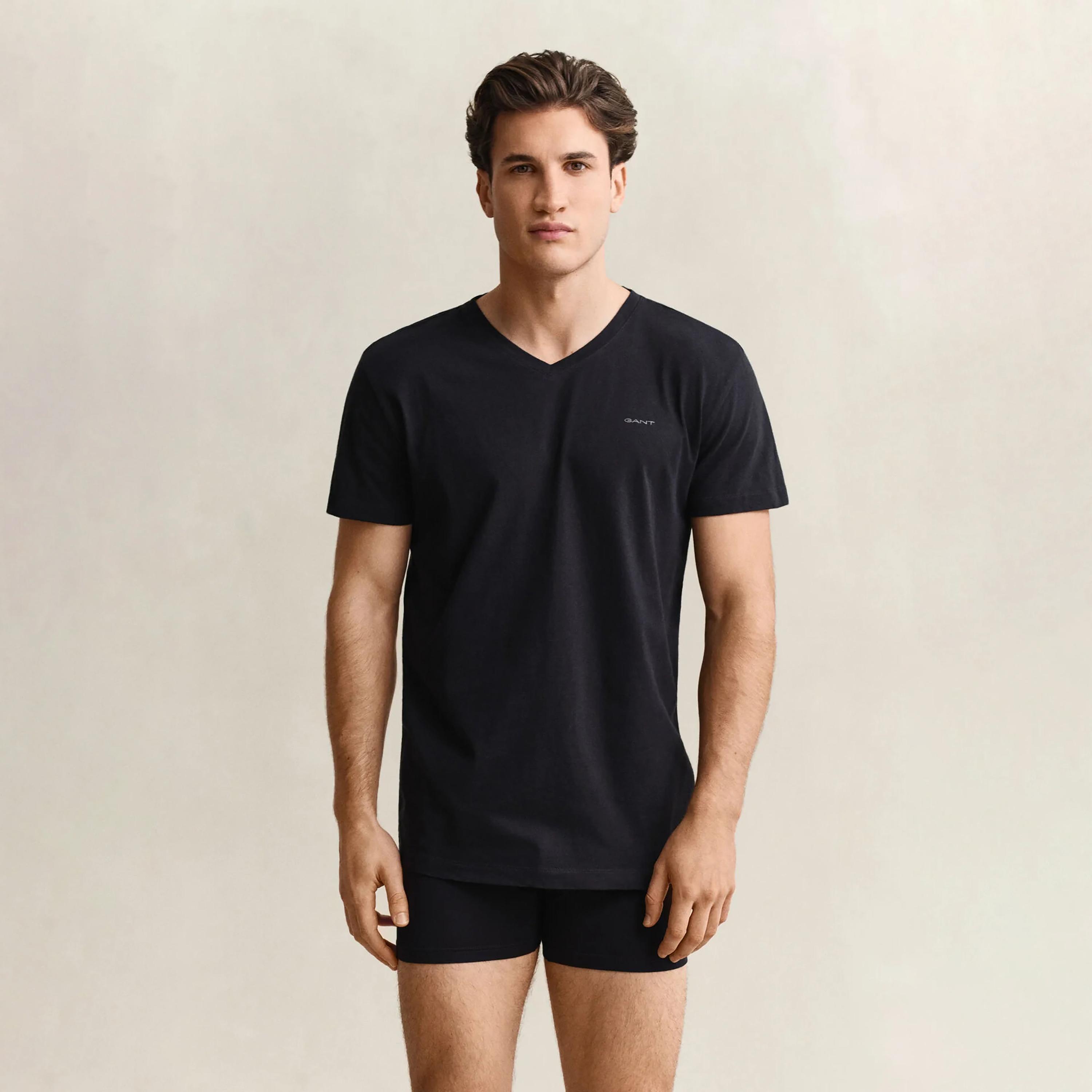 Gant Plain V-neck Short Sleeves Men's T-Shirt-men-clothing-tshirtsandpolos-tshirts-image-2