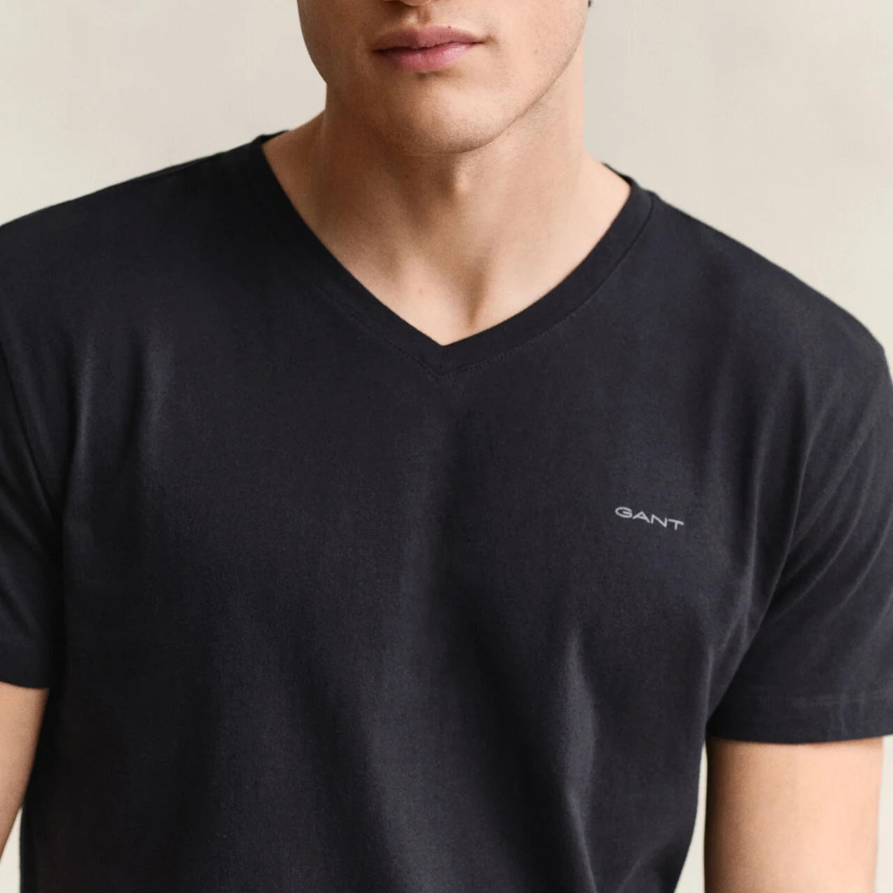 Gant Plain V-neck Short Sleeves Men's T-Shirt-men-clothing-tshirtsandpolos-tshirts-image-3