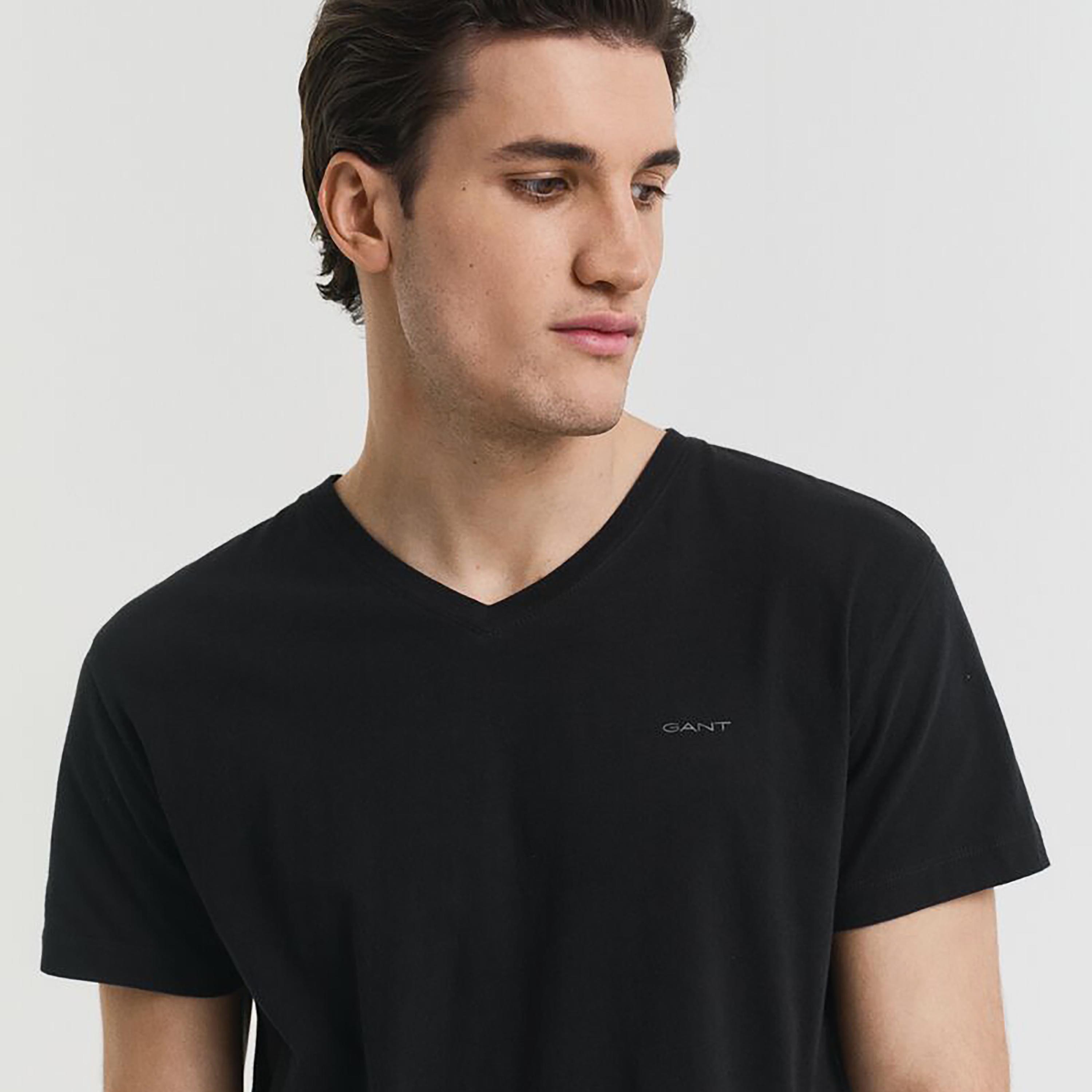 Gant Plain V-neck Short Sleeves Men's T-Shirt-men-clothing-tshirtsandpolos-tshirts-image-11
