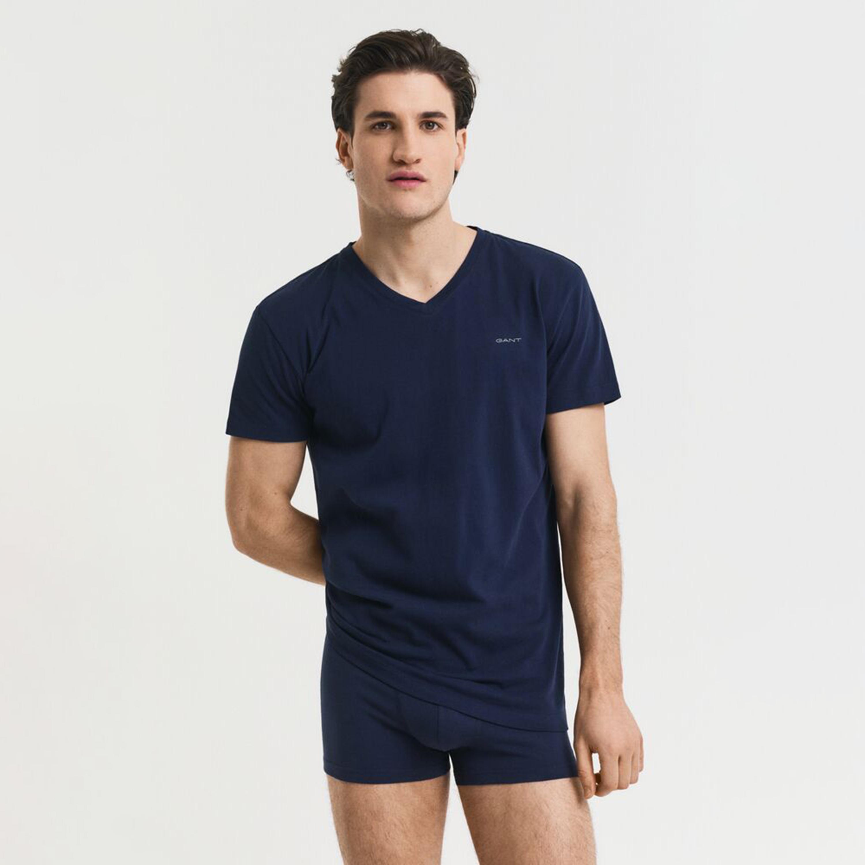 Gant Plain V-neck Short Sleeves Men's T-Shirt-men-clothing-tshirtsandpolos-tshirts-image-2