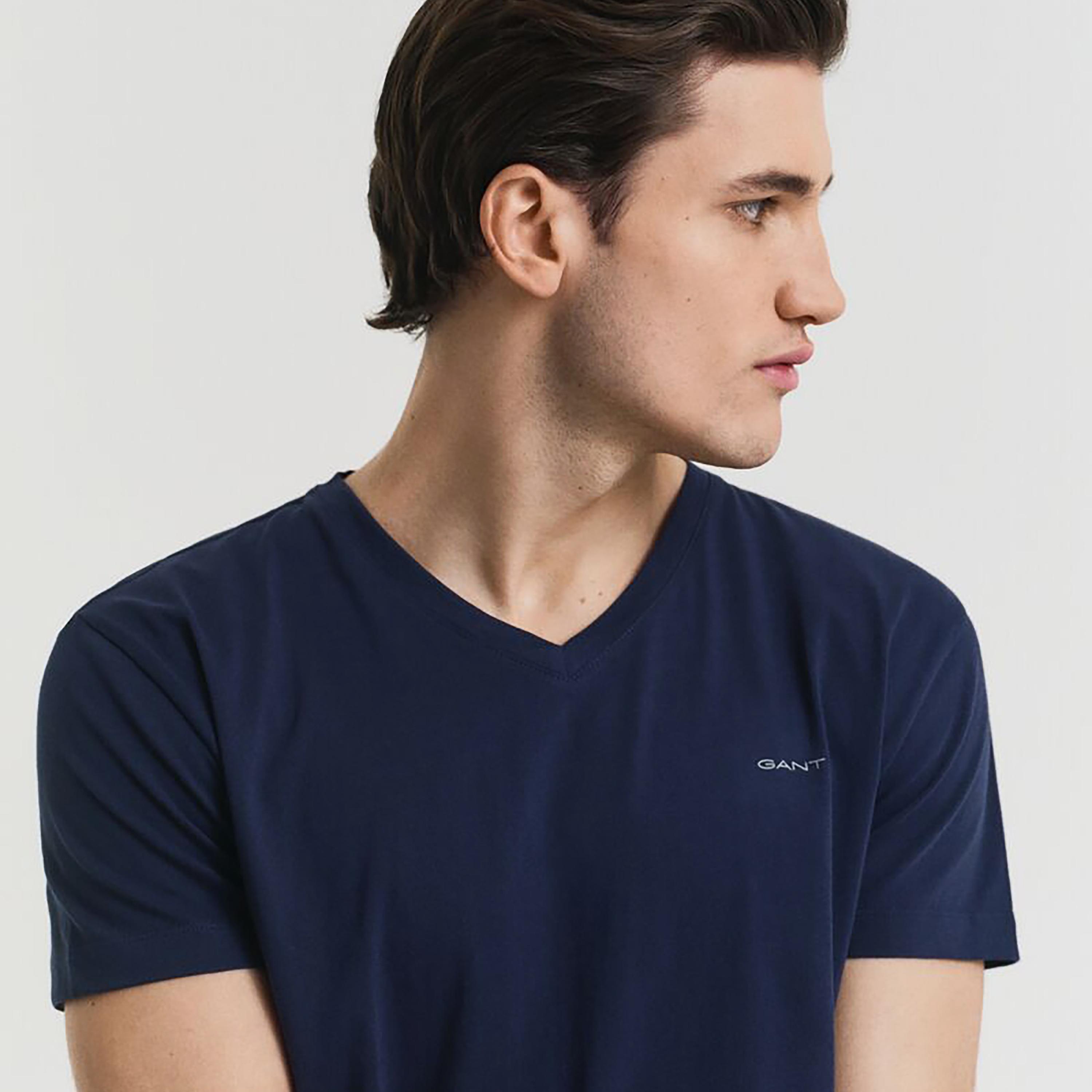 Gant Plain V-neck Short Sleeves Men's T-Shirt-men-clothing-tshirtsandpolos-tshirts-image-3