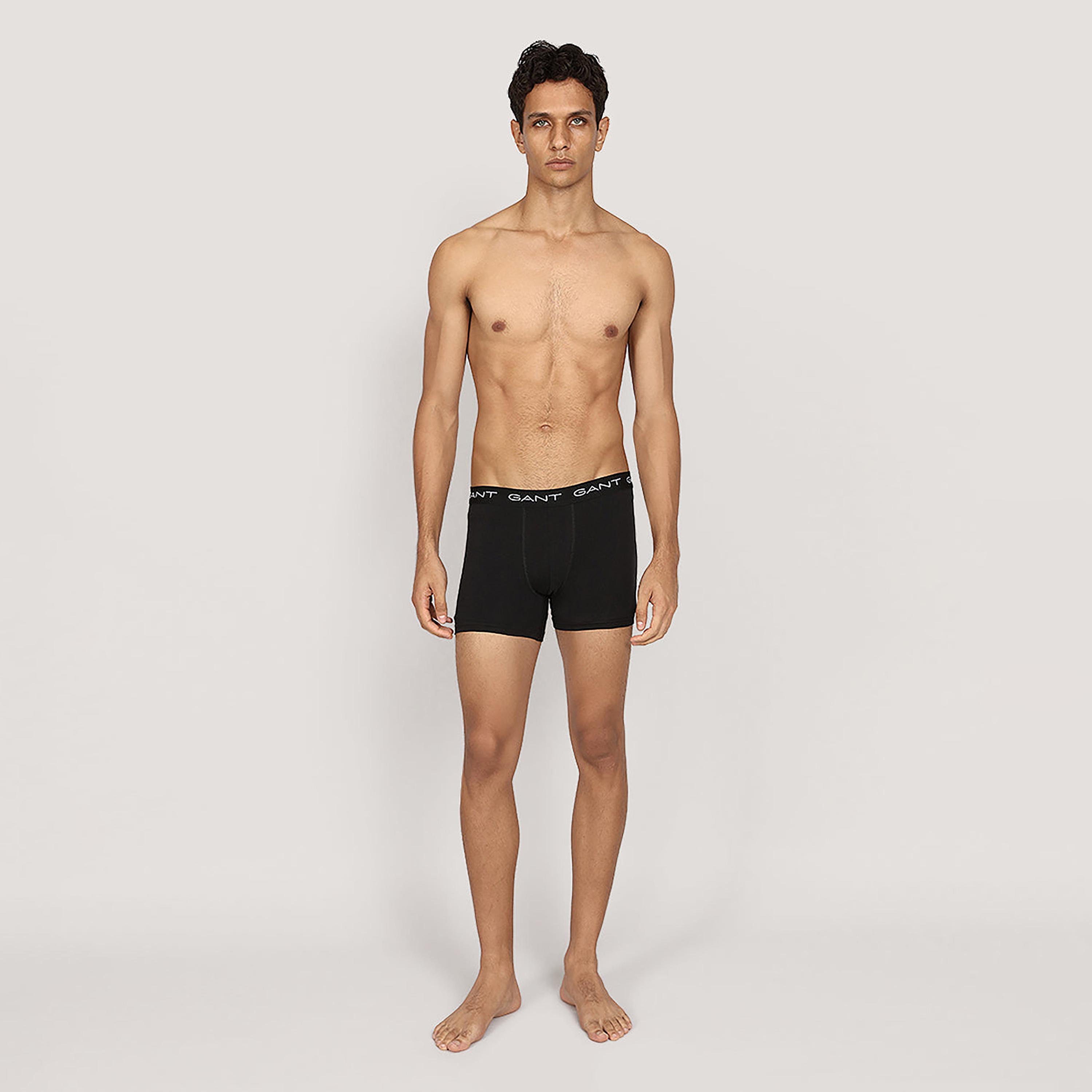 عبوة من 3 سراويل بوكسر داخلية رجالية بخصر متوسط بطبعة شعار الماركة من جانت-men-clothing-innerwear-underwear-image-2