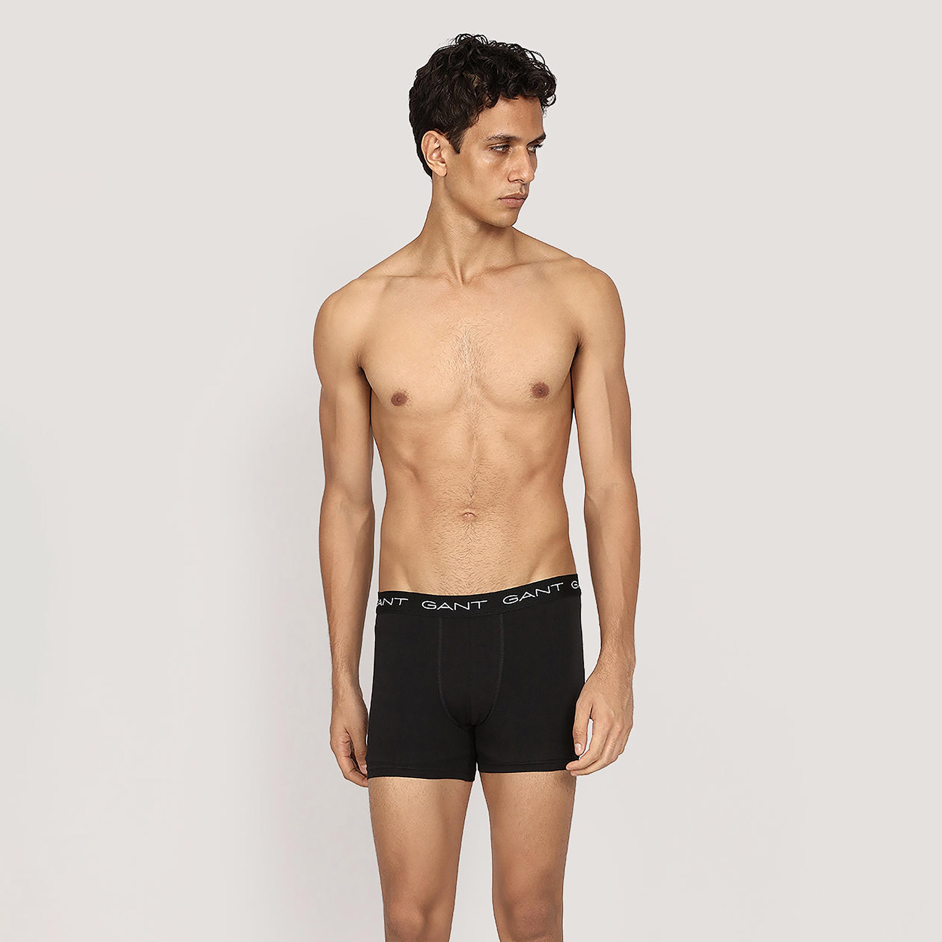 عبوة من 3 سراويل بوكسر داخلية رجالية بخصر متوسط بطبعة شعار الماركة من جانت-men-clothing-innerwear-underwear-image-5