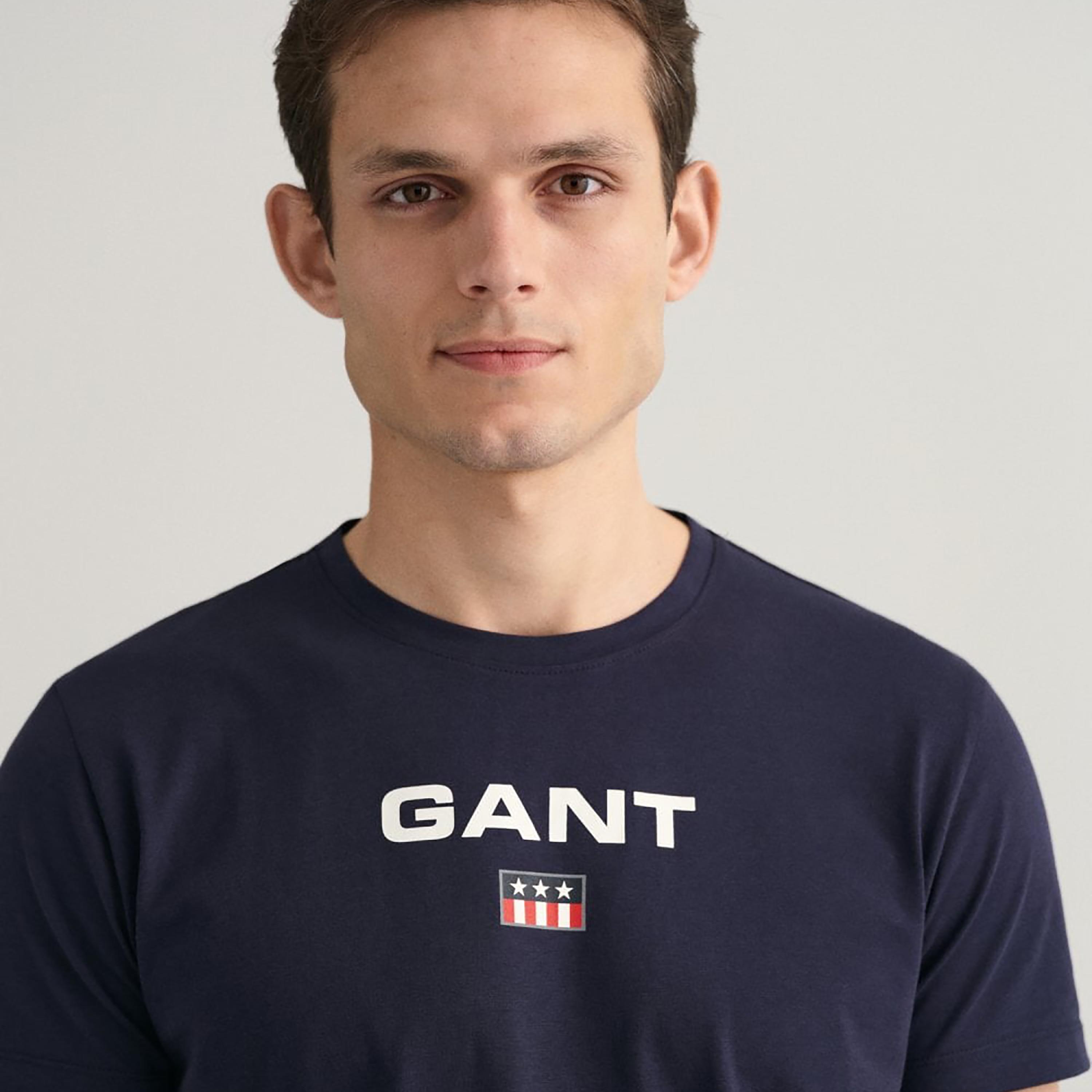 تي-شيرت من جانت لوجو طباعة طاقم الرقبة بأكمام قصيرة ورقبة دائرية-men-clothing-tshirtsandpolos-tshirts-image-3