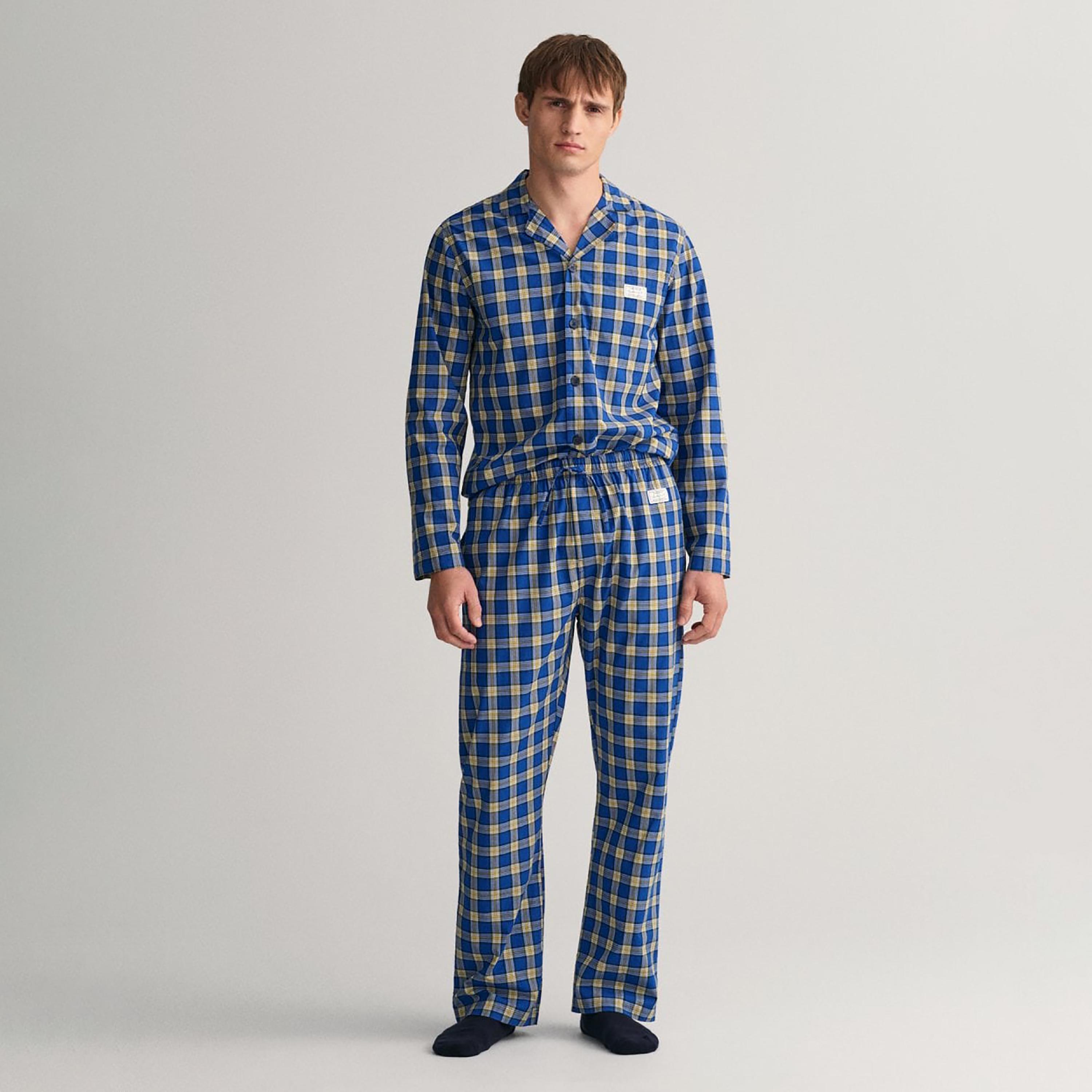 Gant Set of Checked Cuban Collar Shirt and Elasticated Waist Pyjama-men-clothing-nightwear-pyjamaandshorts-image-1