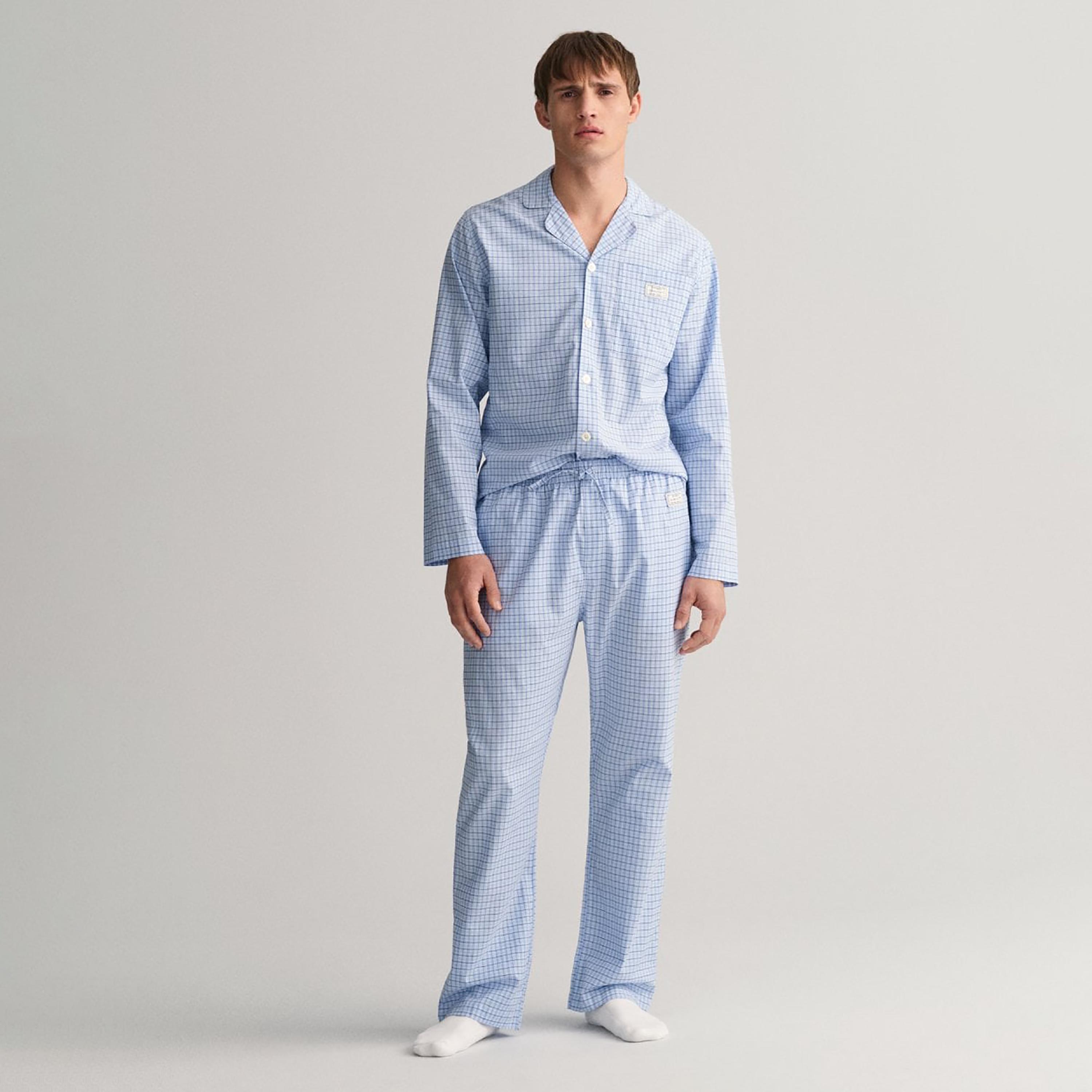 Gant Set of Checked Cuban Collar Shirt and Elasticated Waist Pyjama-men-clothing-nightwear-pyjamaandshorts-image-1