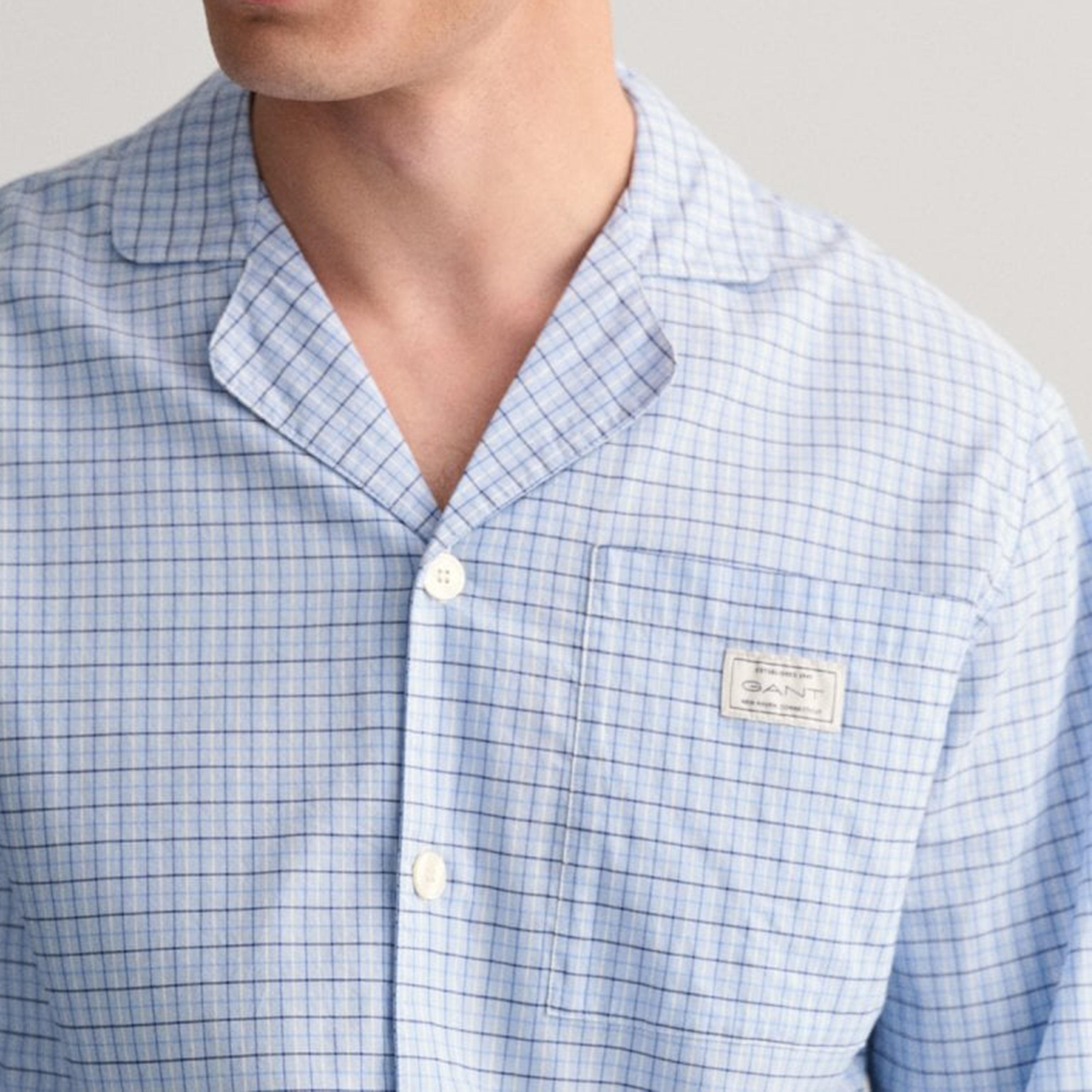 Gant Set of Checked Cuban Collar Shirt and Elasticated Waist Pyjama-men-clothing-nightwear-pyjamaandshorts-image-3