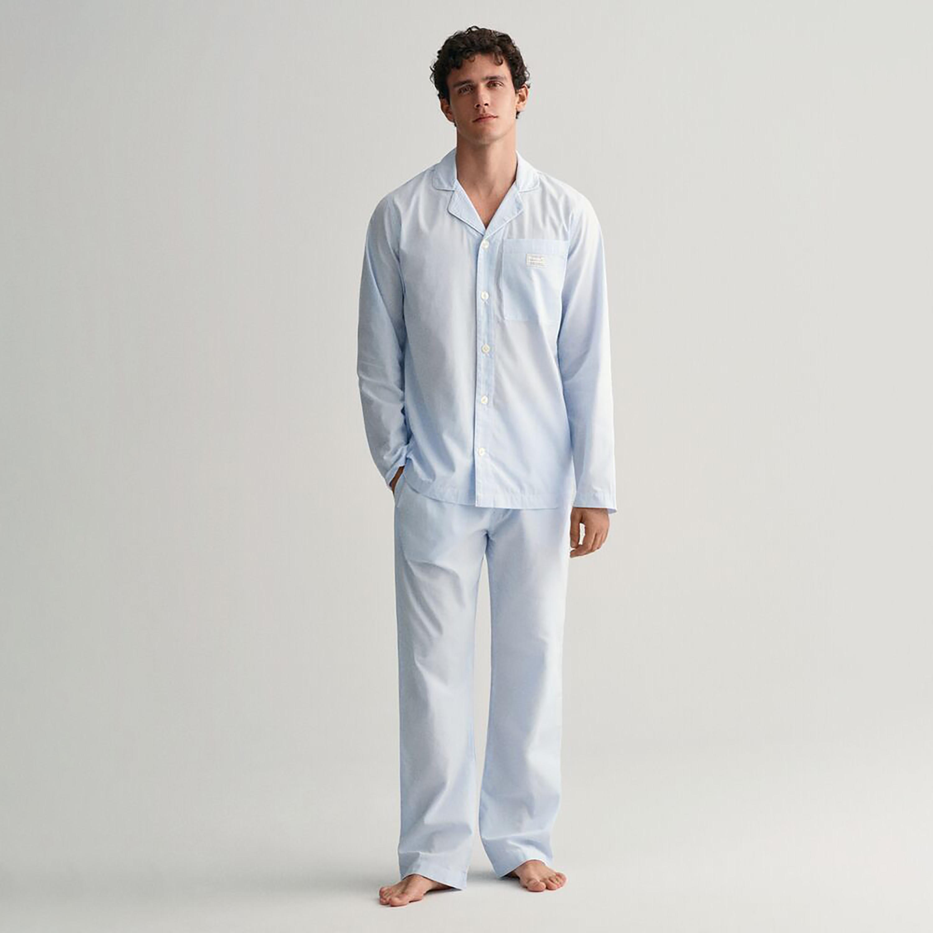 Gant 2-Piece Set Blue Striped Men Shirt with Mid-Rise Pyjama-men-clothing-nightwear-sets-image-1