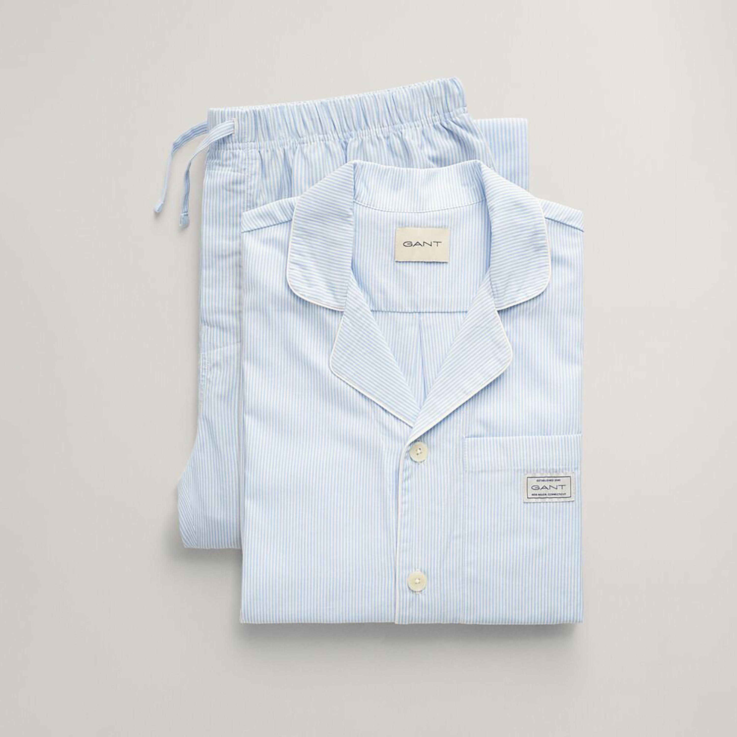 Gant 2-Piece Set Blue Striped Men Shirt with Mid-Rise Pyjama-men-clothing-nightwear-sets-image-2