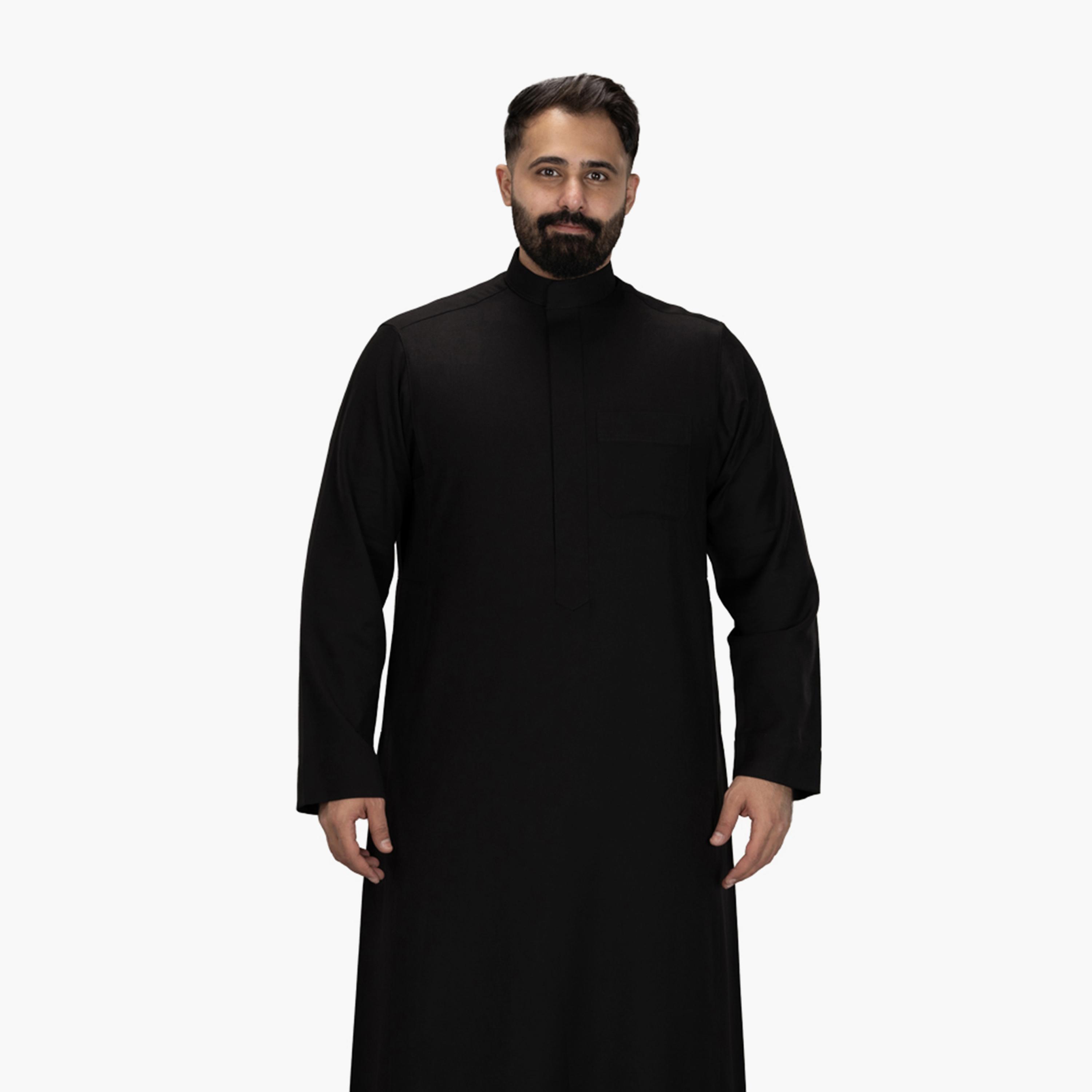 Drosh Black Men's Thobe-men-arabicclothing-thobes-image-1