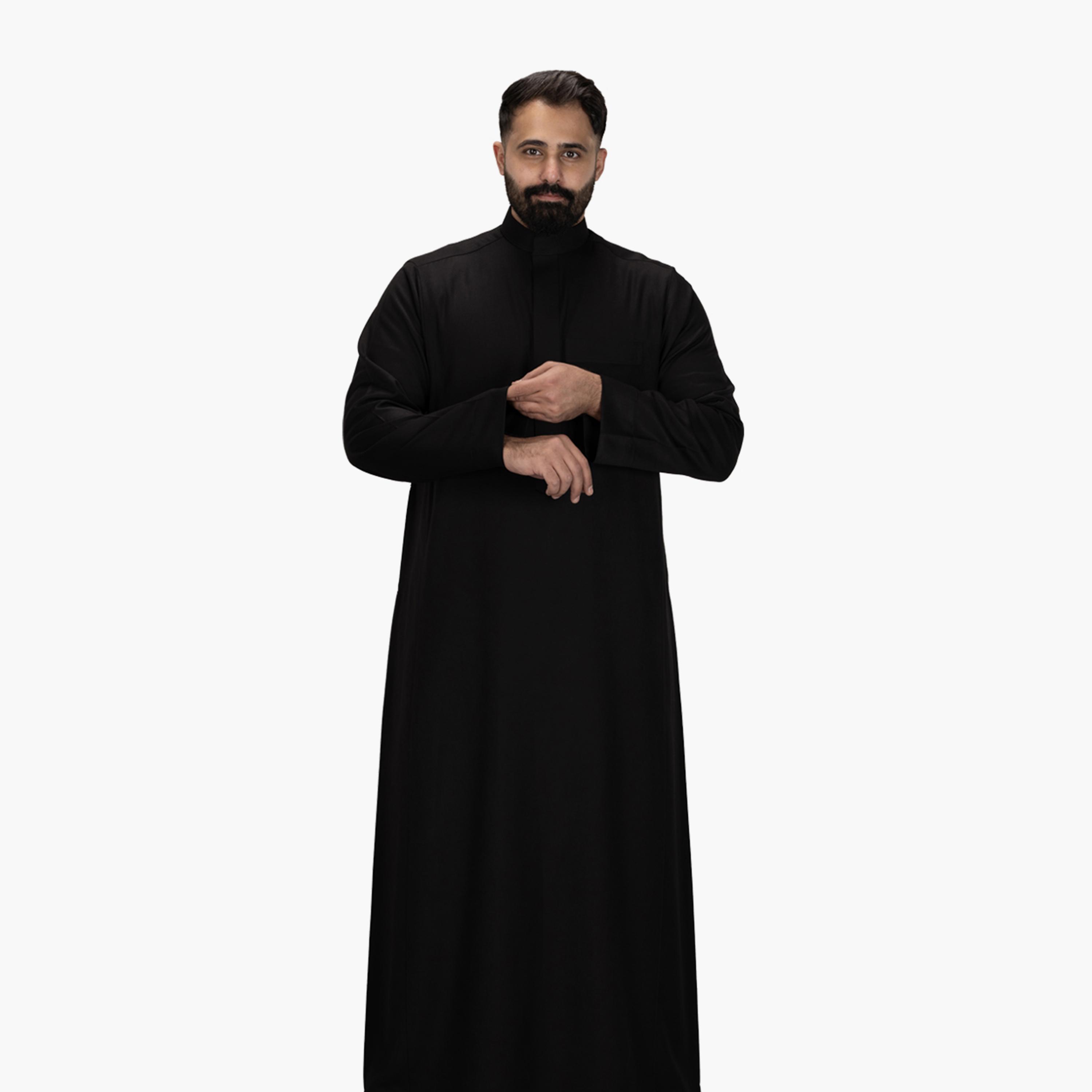 Drosh Black Men's Thobe-men-arabicclothing-thobes-image-2