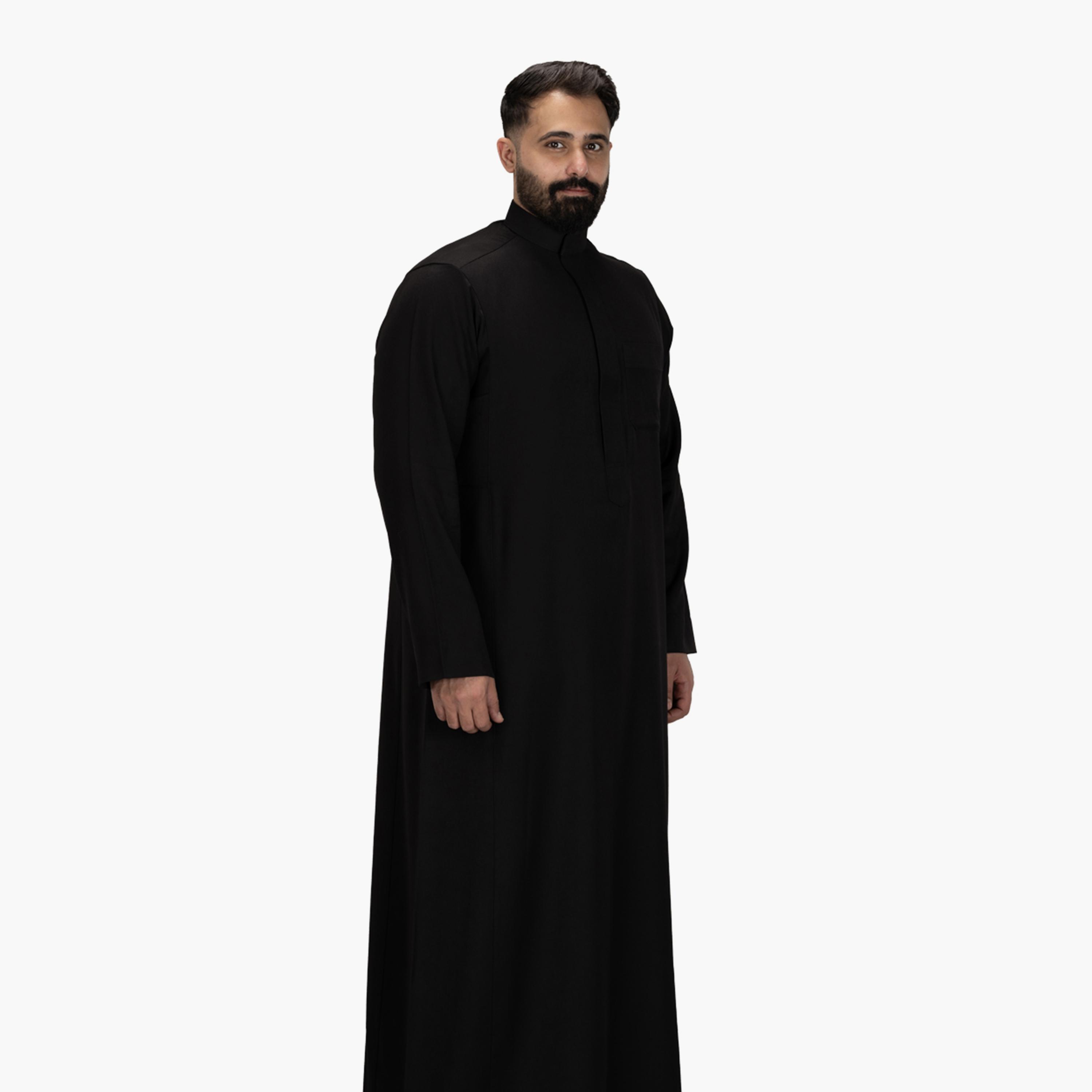 Drosh Black Men's Thobe-men-arabicclothing-thobes-image-3