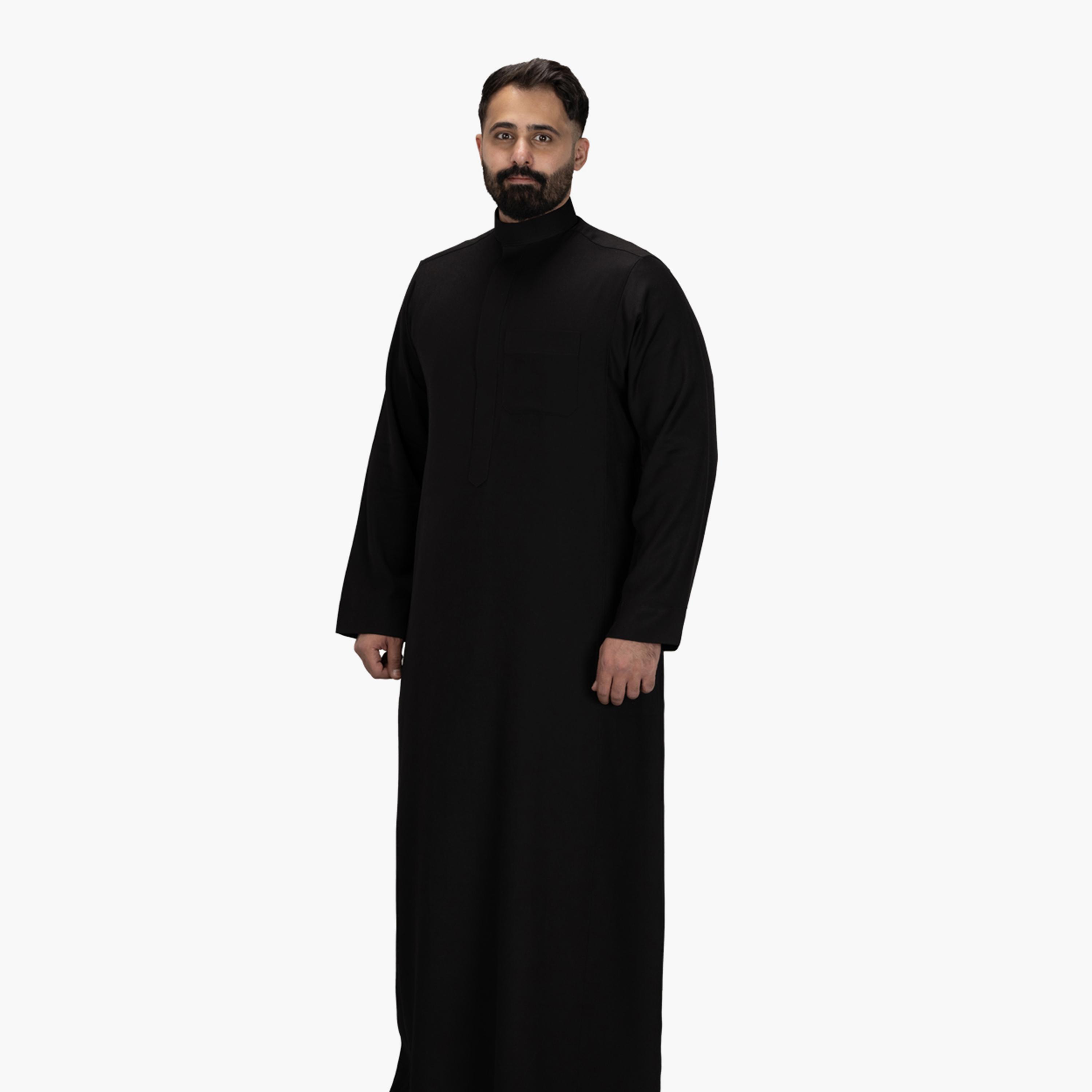 Drosh Black Men's Thobe-men-arabicclothing-thobes-image-4