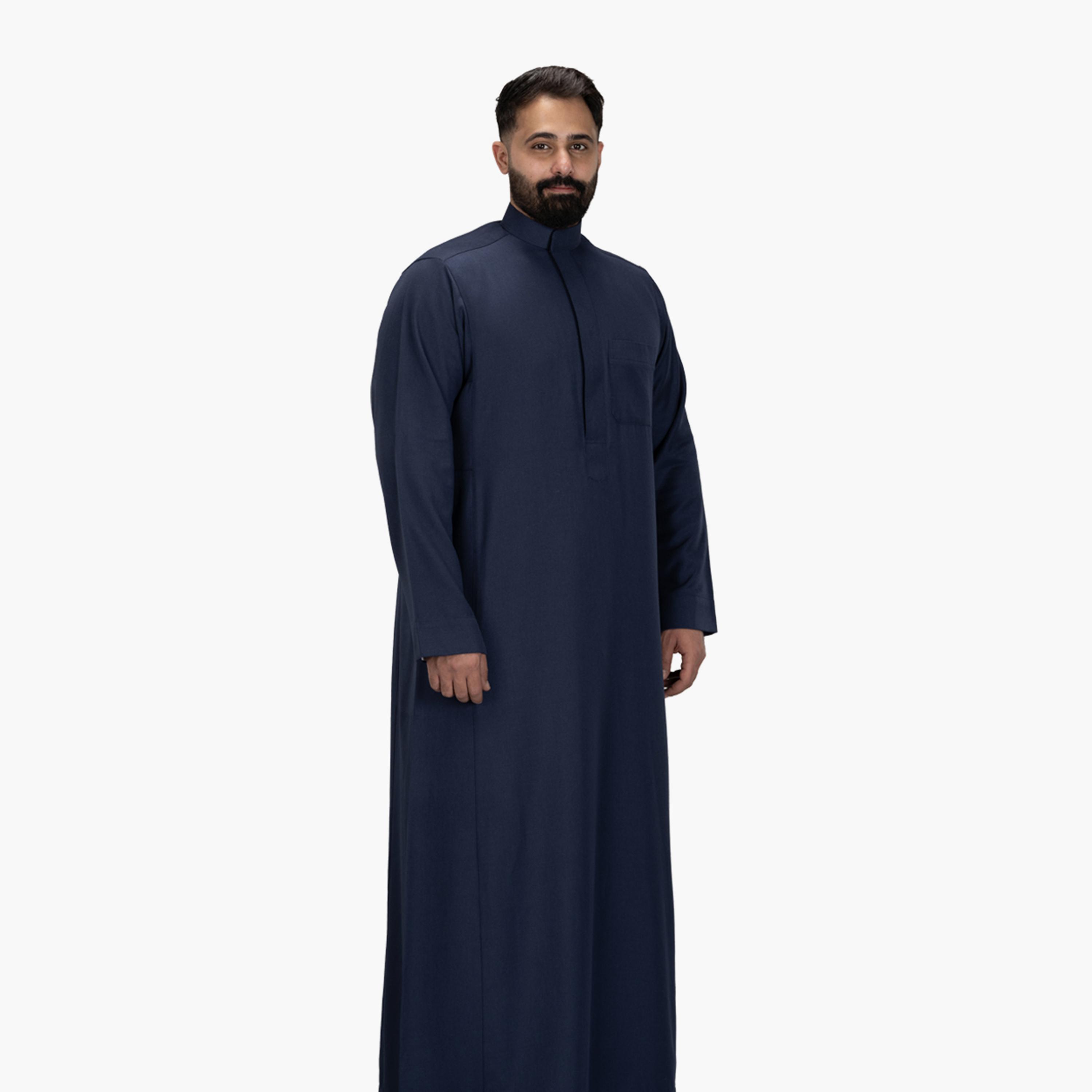 Drosh Deep Blue Men's Thobe-men-arabicclothing-thobes-image-3