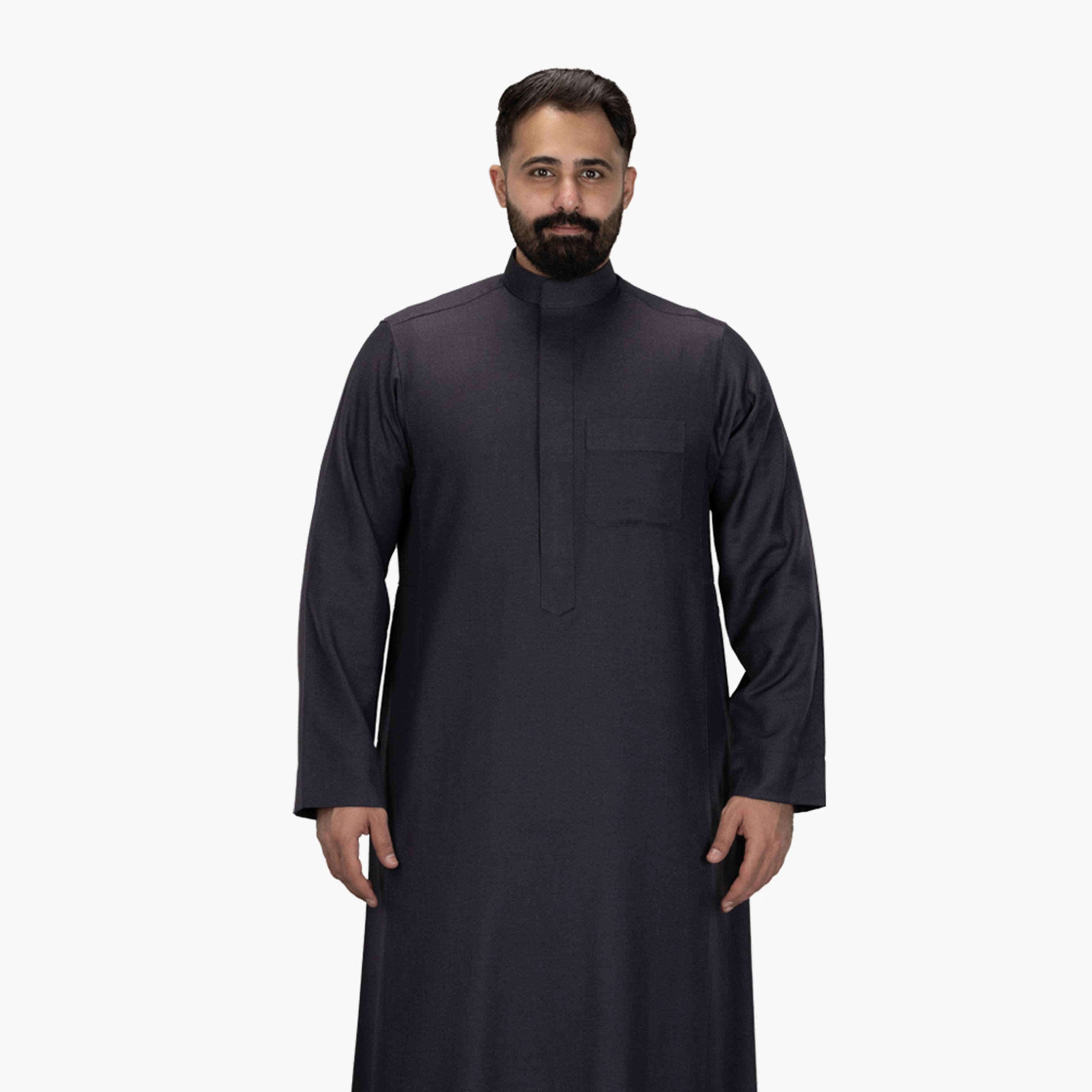 Drosh Charcoal Men's Thobe-men-arabicclothing-thobes-image-1