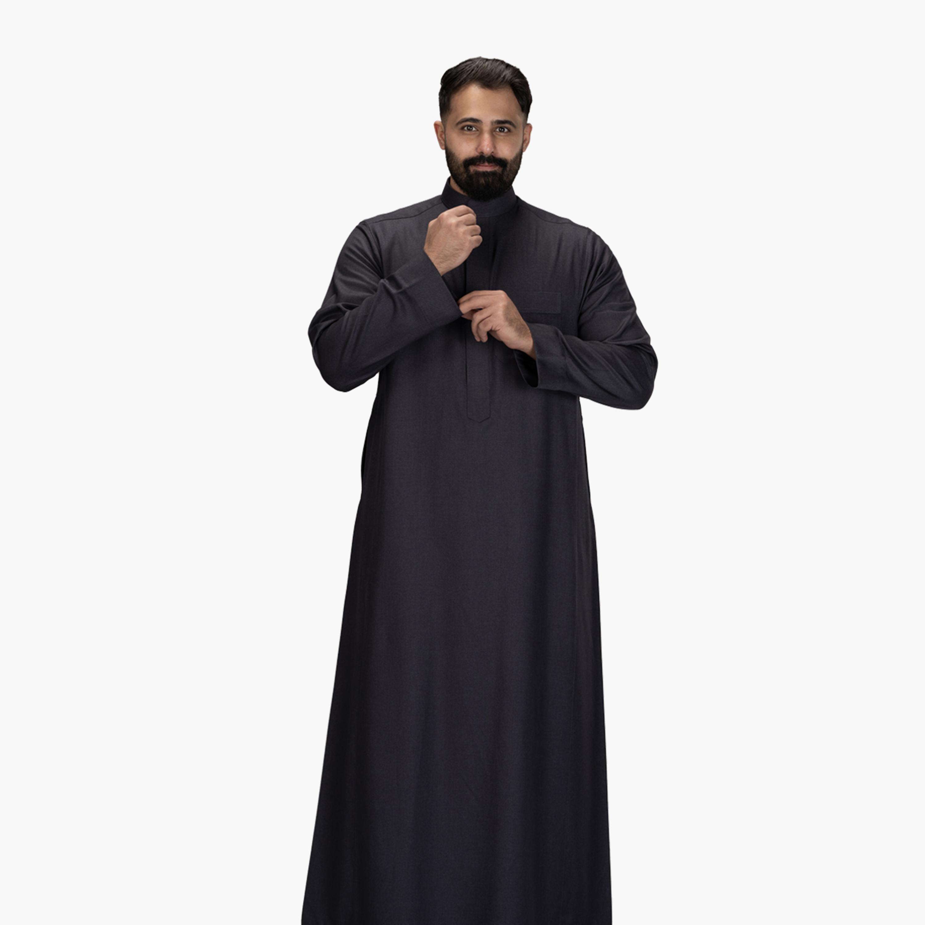 Drosh Charcoal Men's Thobe-men-arabicclothing-thobes-image-2