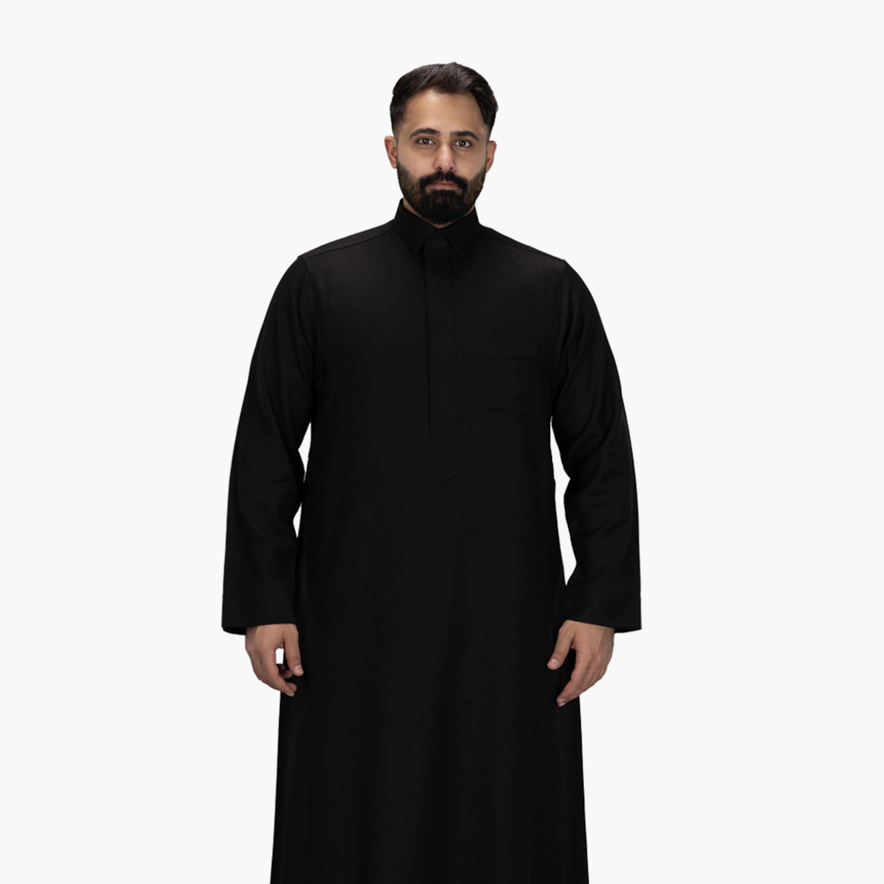 Drosh Black Men's Thobe-men-arabicclothing-thobes-image-1