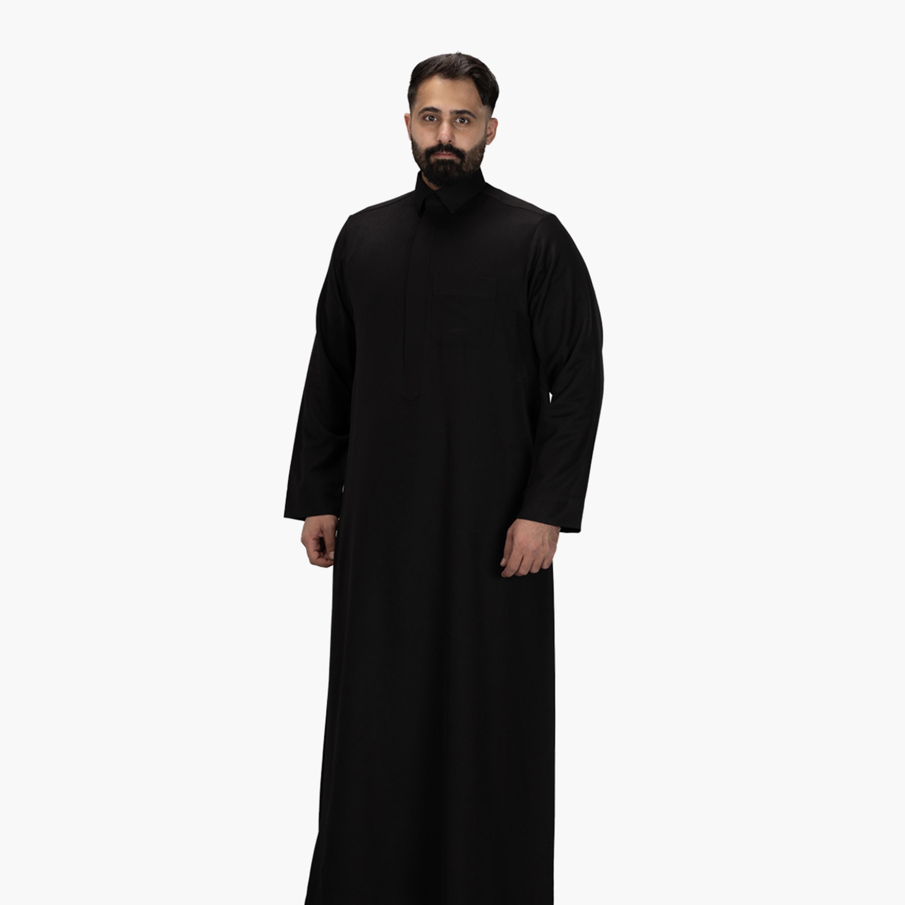 Drosh Black Men's Thobe-men-arabicclothing-thobes-image-3