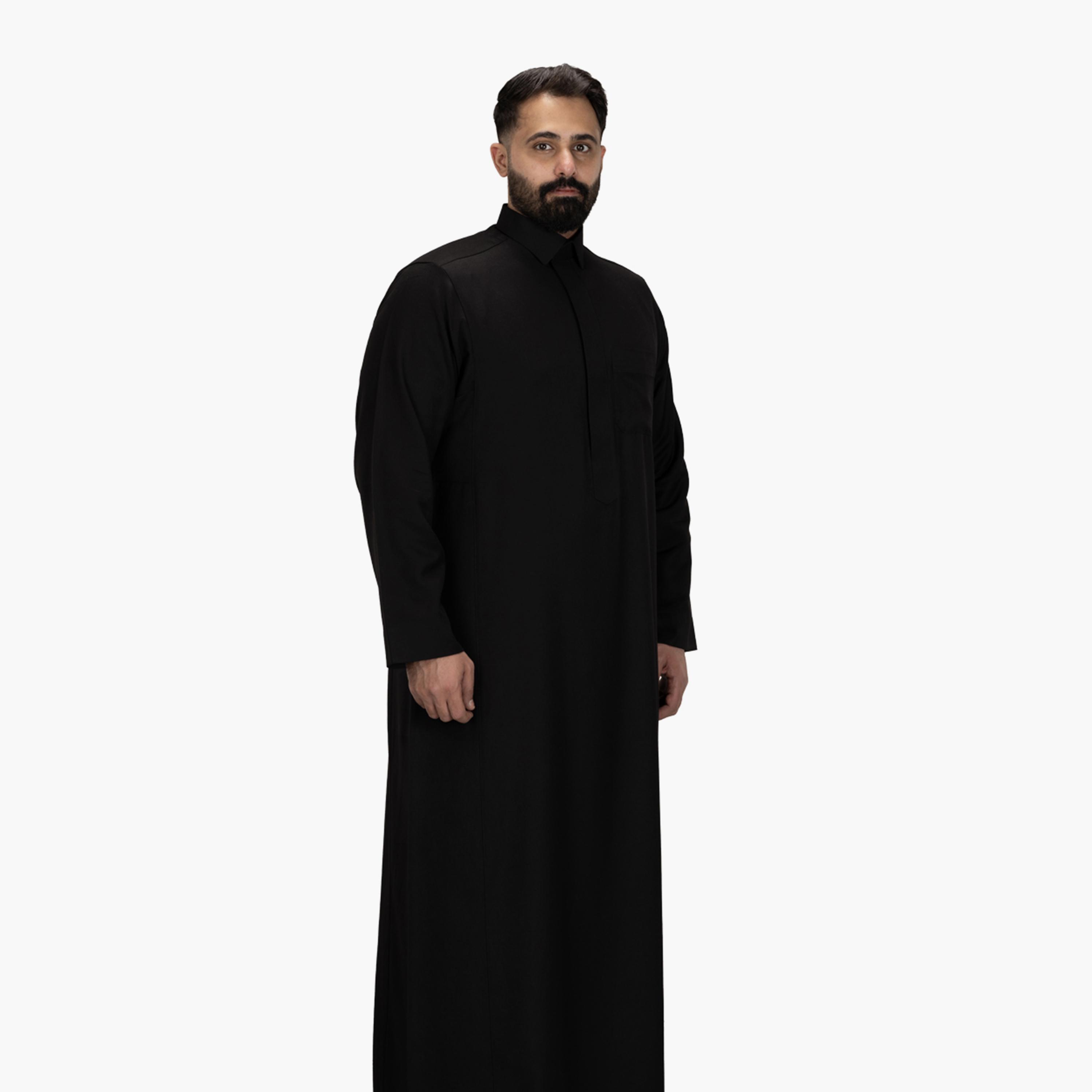 Drosh Black Men's Thobe-men-arabicclothing-thobes-image-4